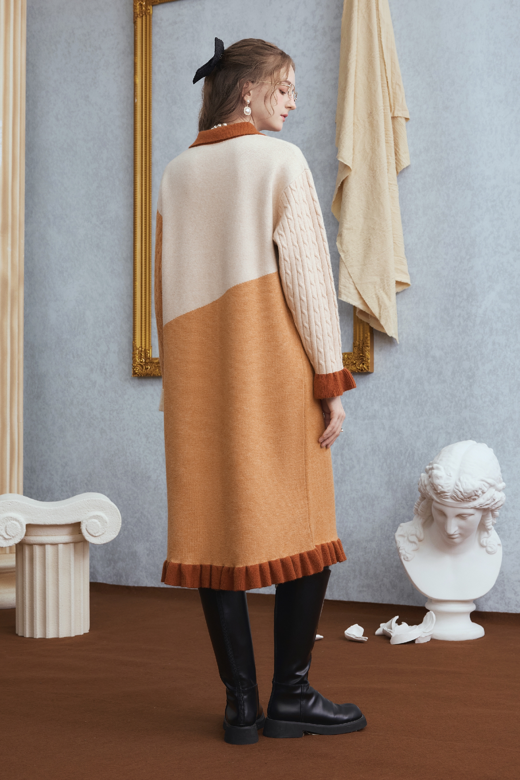 Van Gogh-Inspired Midi Knit Dress