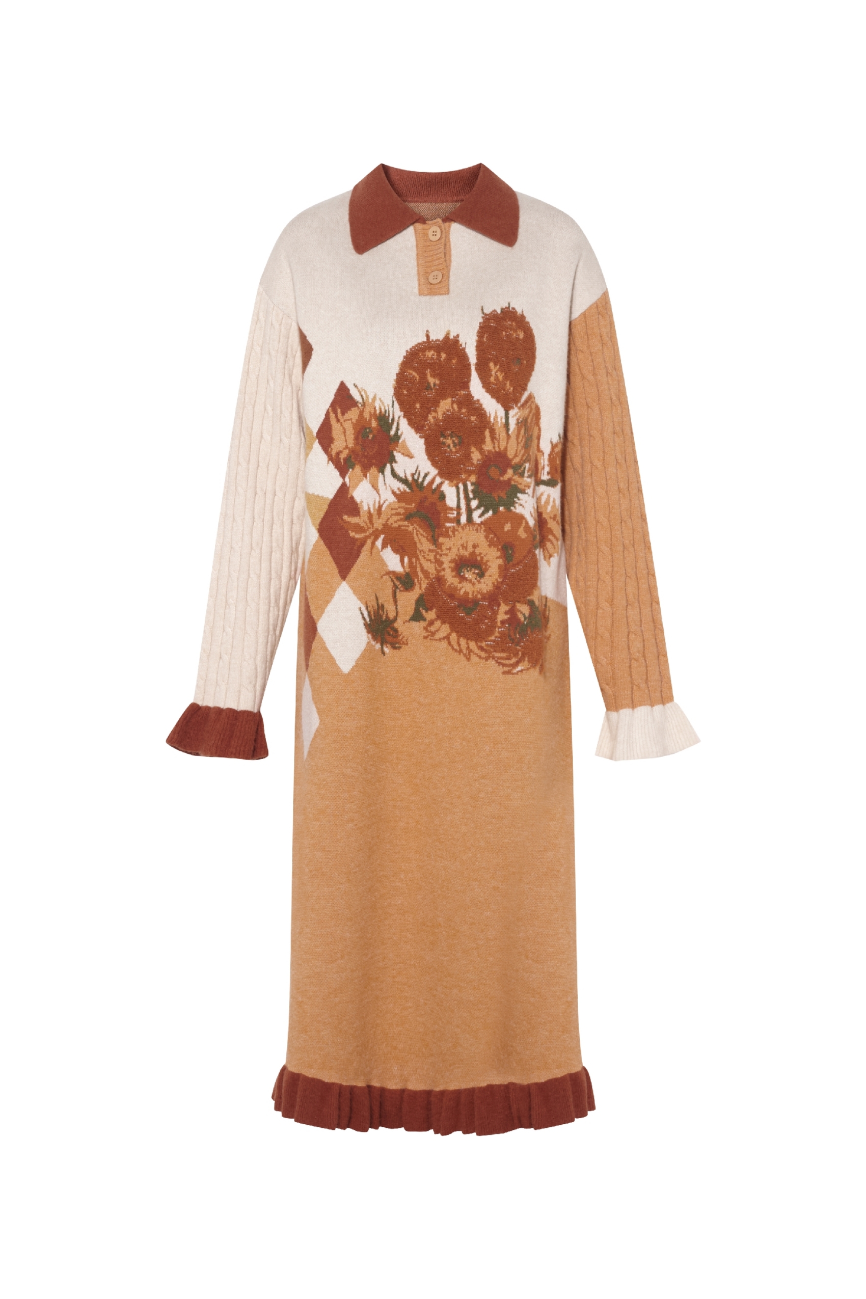 Van Gogh-Inspired Midi Knit Dress