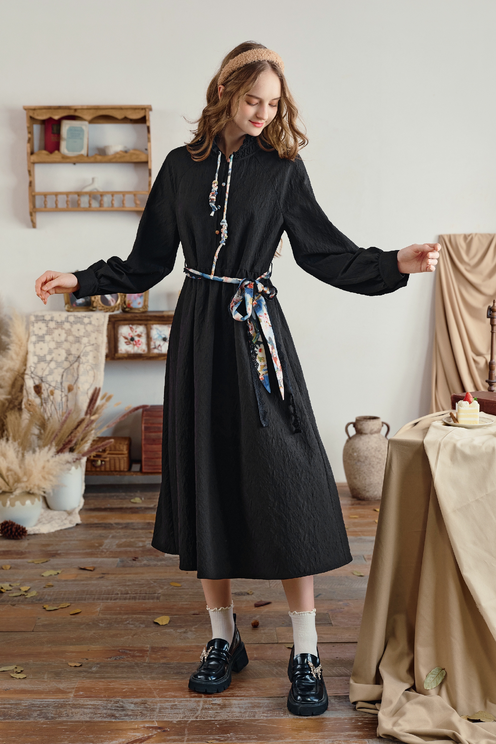 Matisse-Inspired French Designer Black Maxi Dress