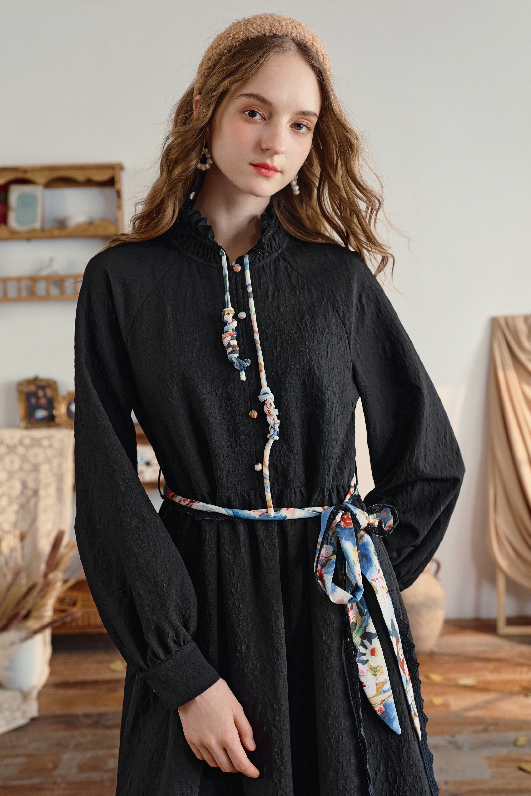 Matisse-Inspired French Designer Black Maxi Dress