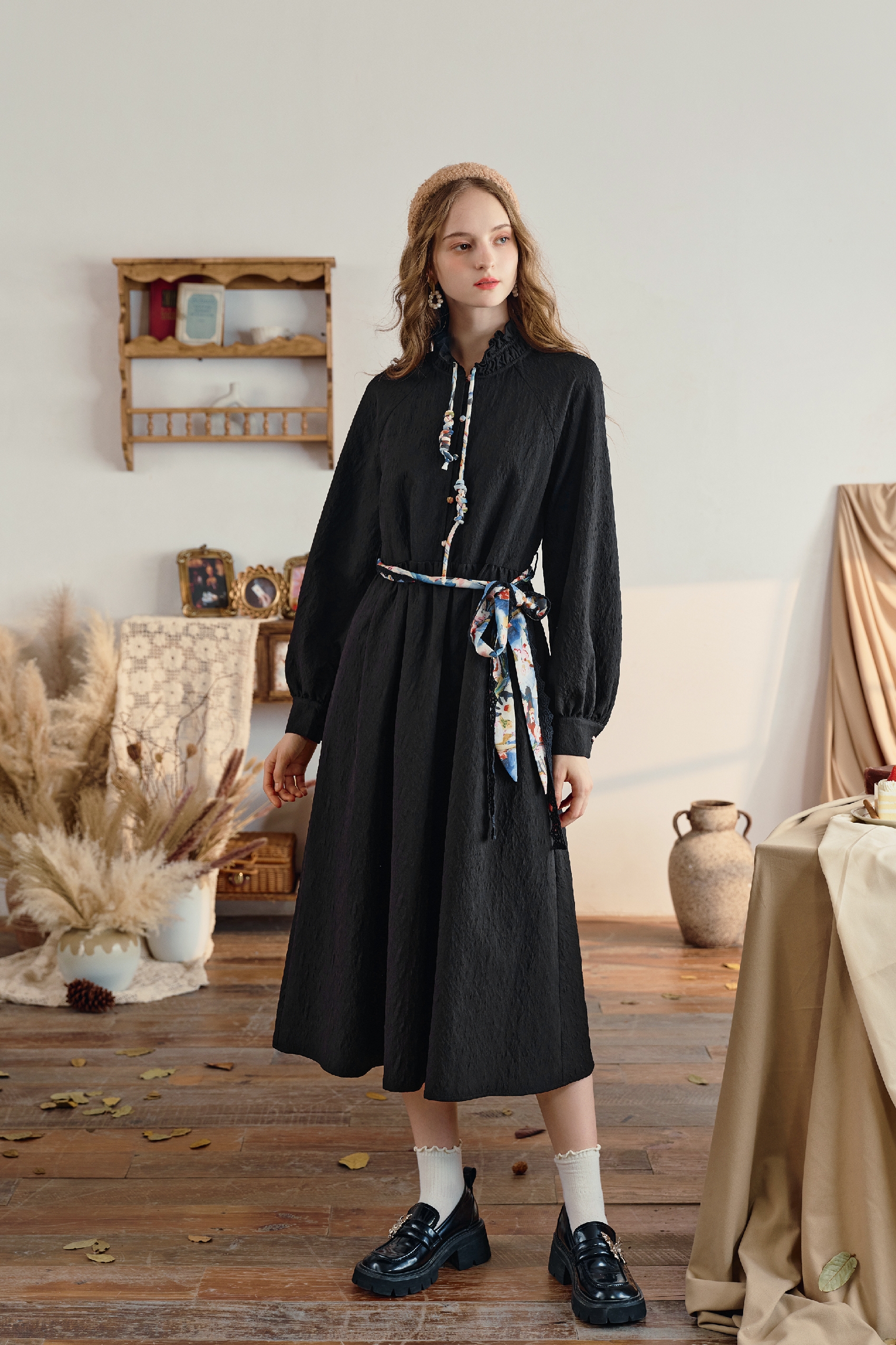 Matisse-Inspired French Designer Black Maxi Dress