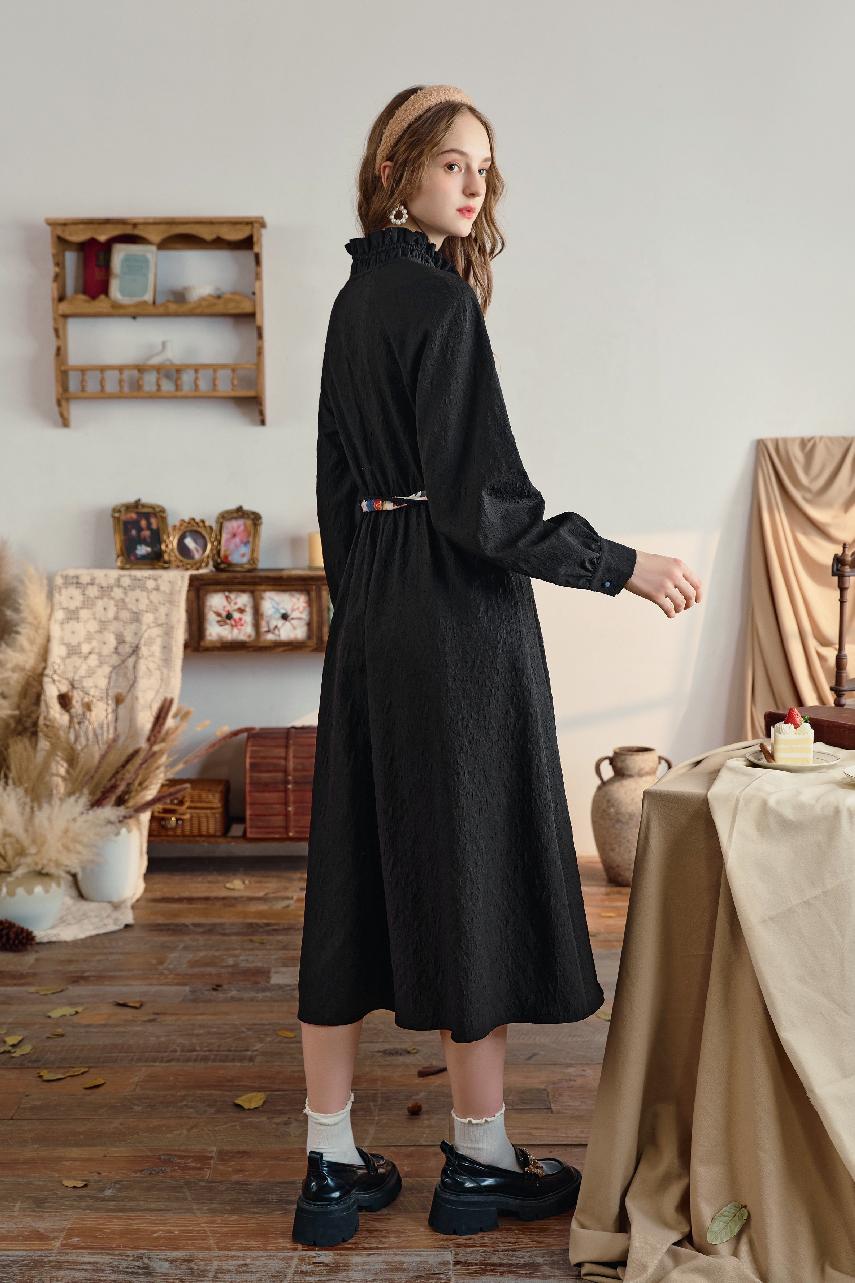 Matisse-Inspired French Designer Black Maxi Dress