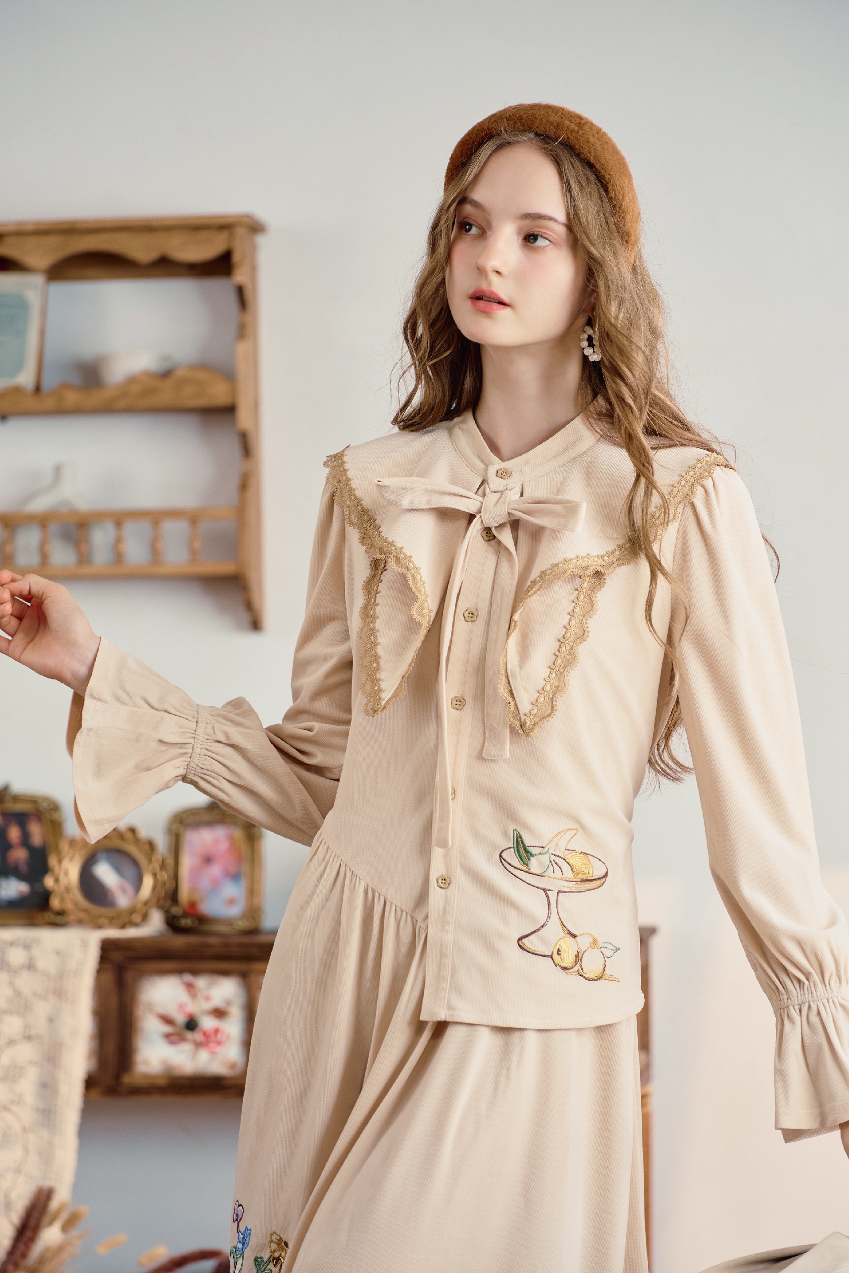 Matisse-Inspired French Long-Sleeve Shirt Dress