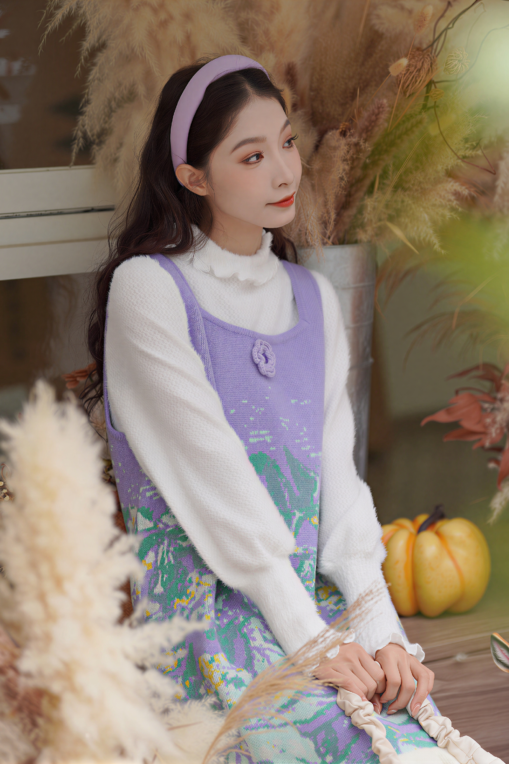 Purple Knit Sleeveless Dress