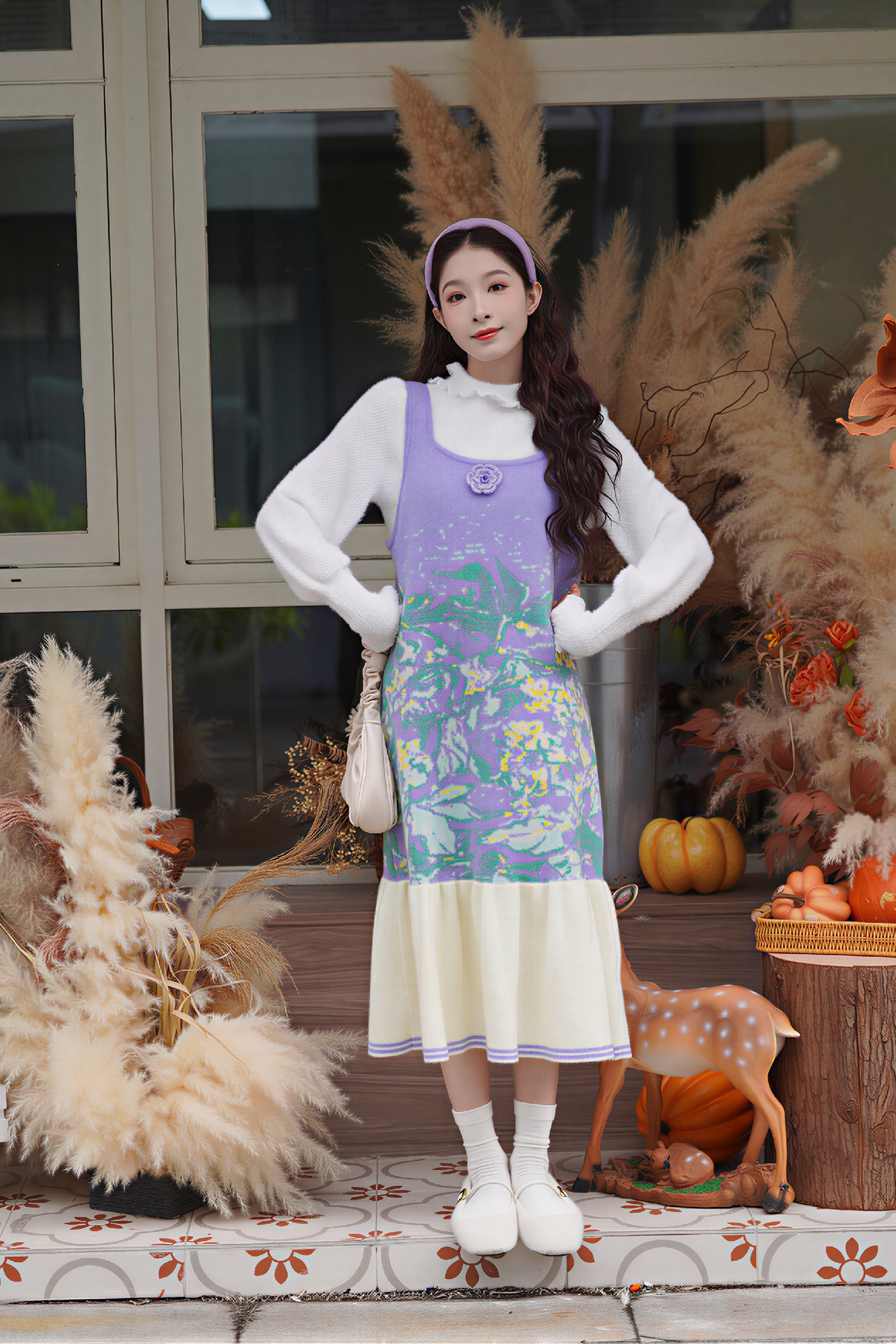 Purple Knit Sleeveless Dress