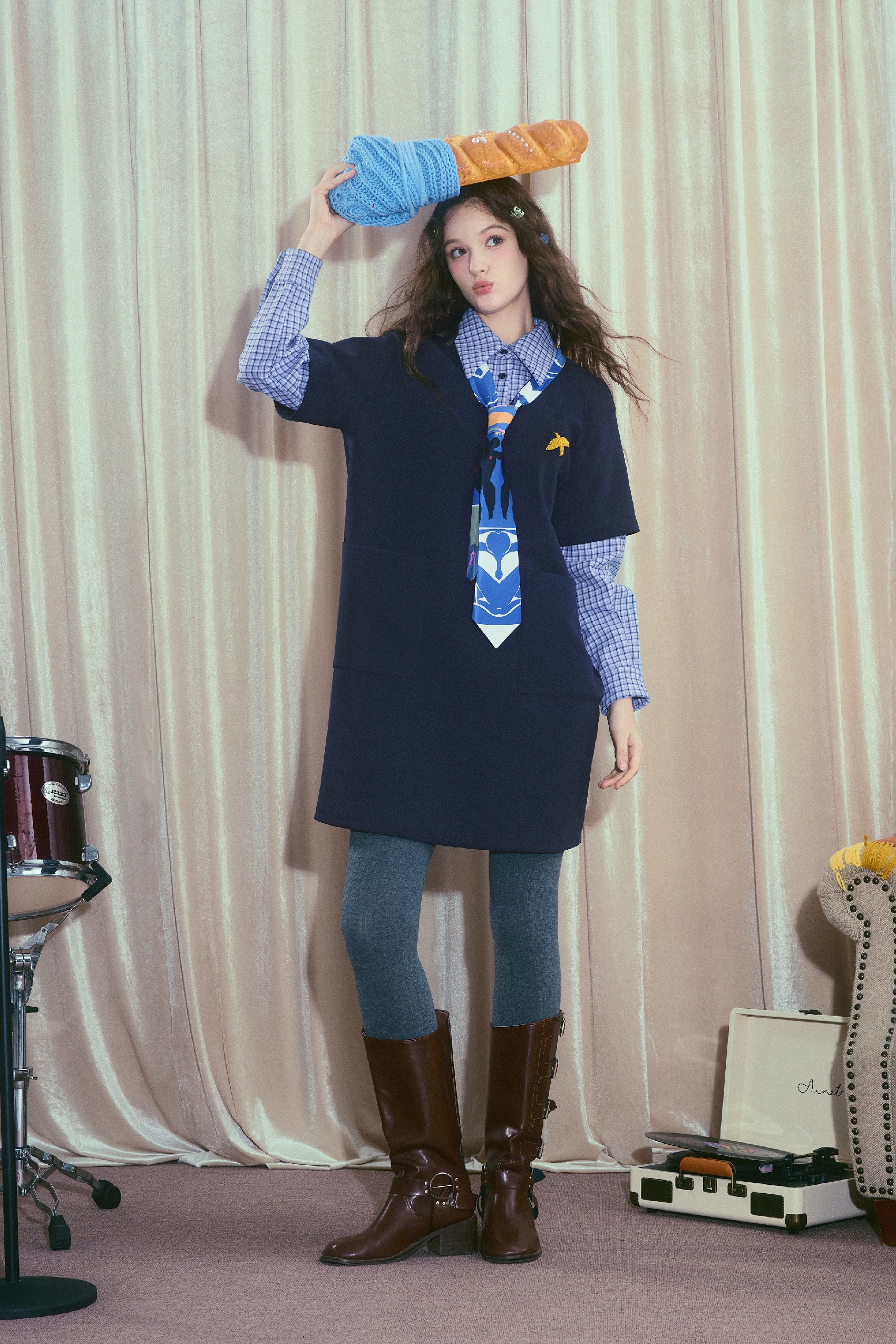 Faux Layered Patchwork Designer Dress