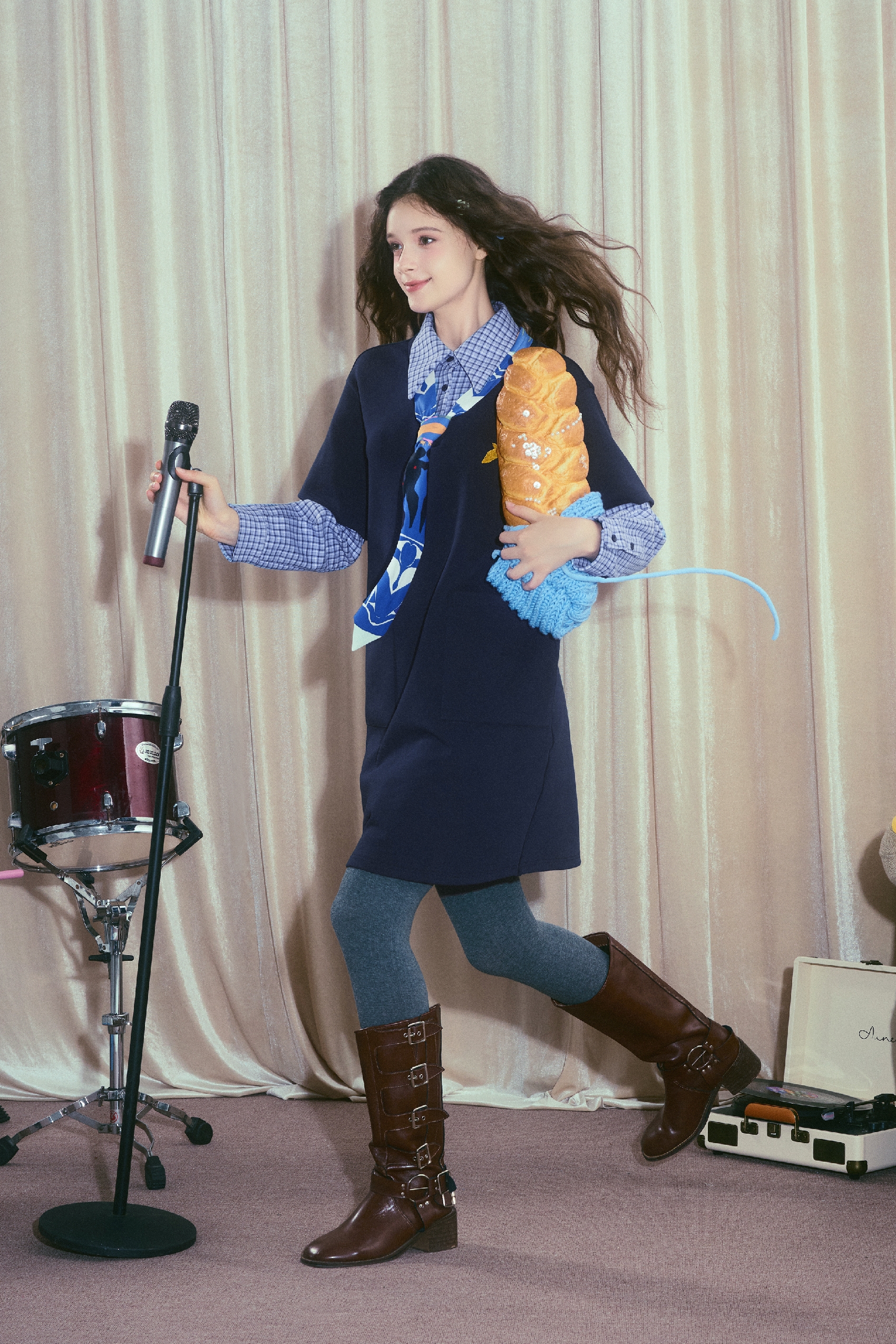 Faux Layered Patchwork Designer Dress