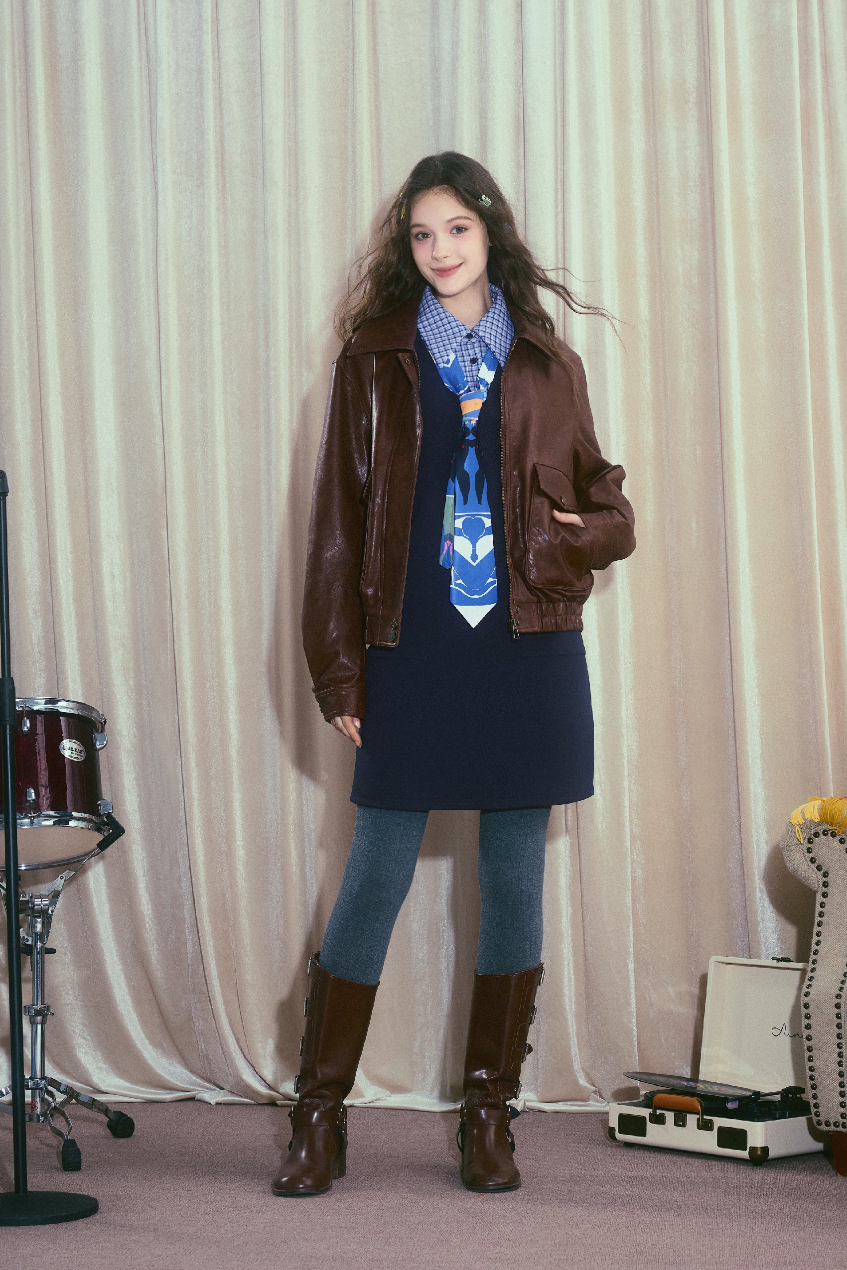 Faux Layered Patchwork Designer Dress