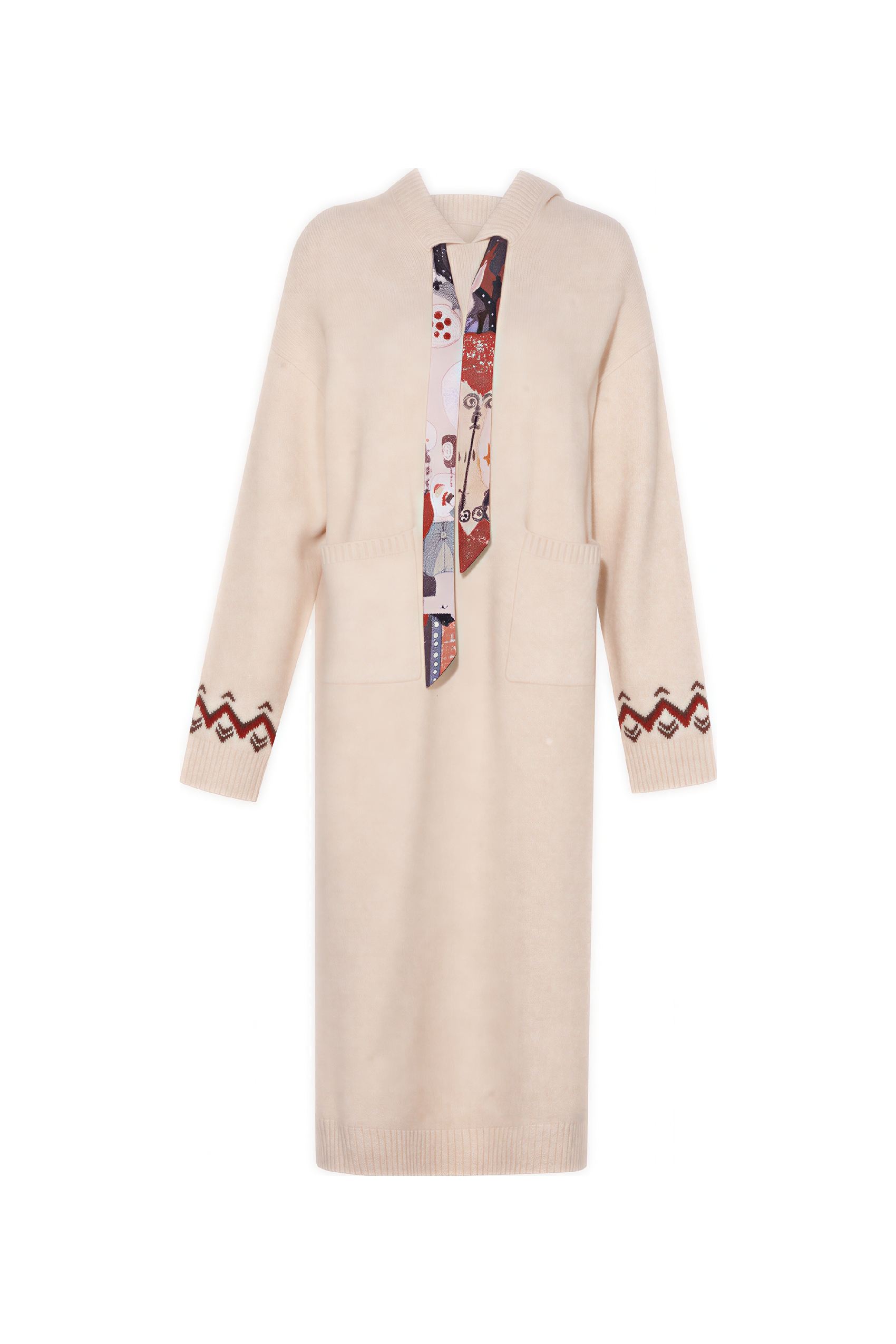 Hooded knit sweater dress