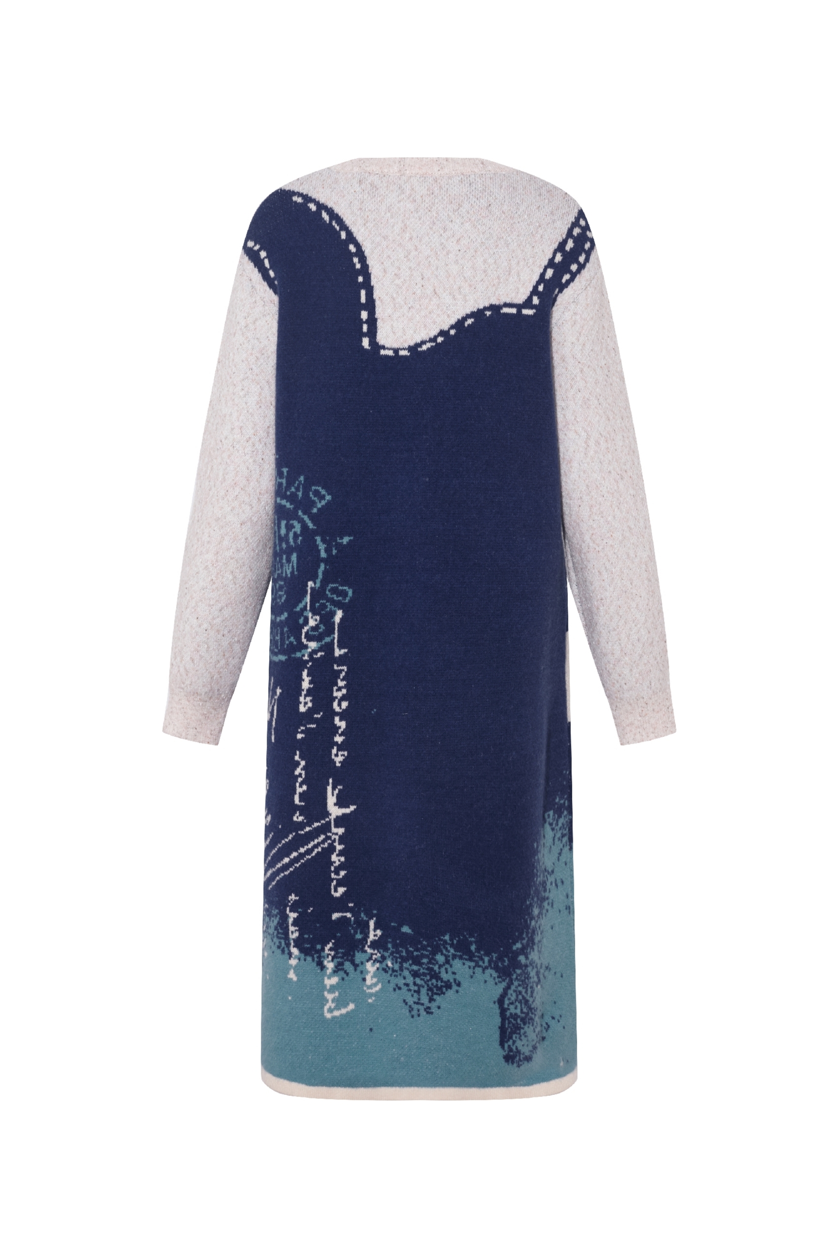 Van Gogh-Inspired Layered-Look Knit Dress-LYONSENS