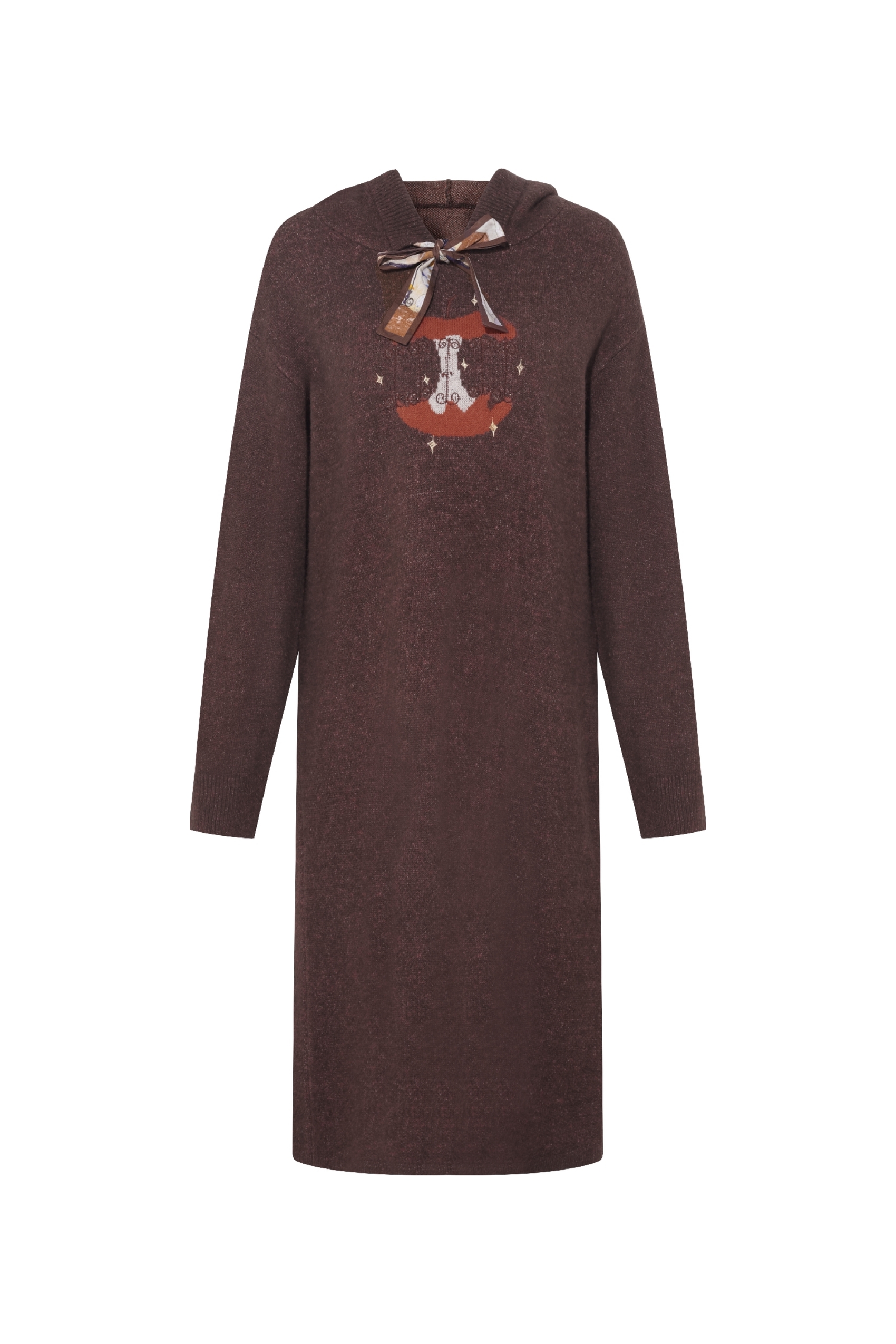 Knitted hooded sweater dress