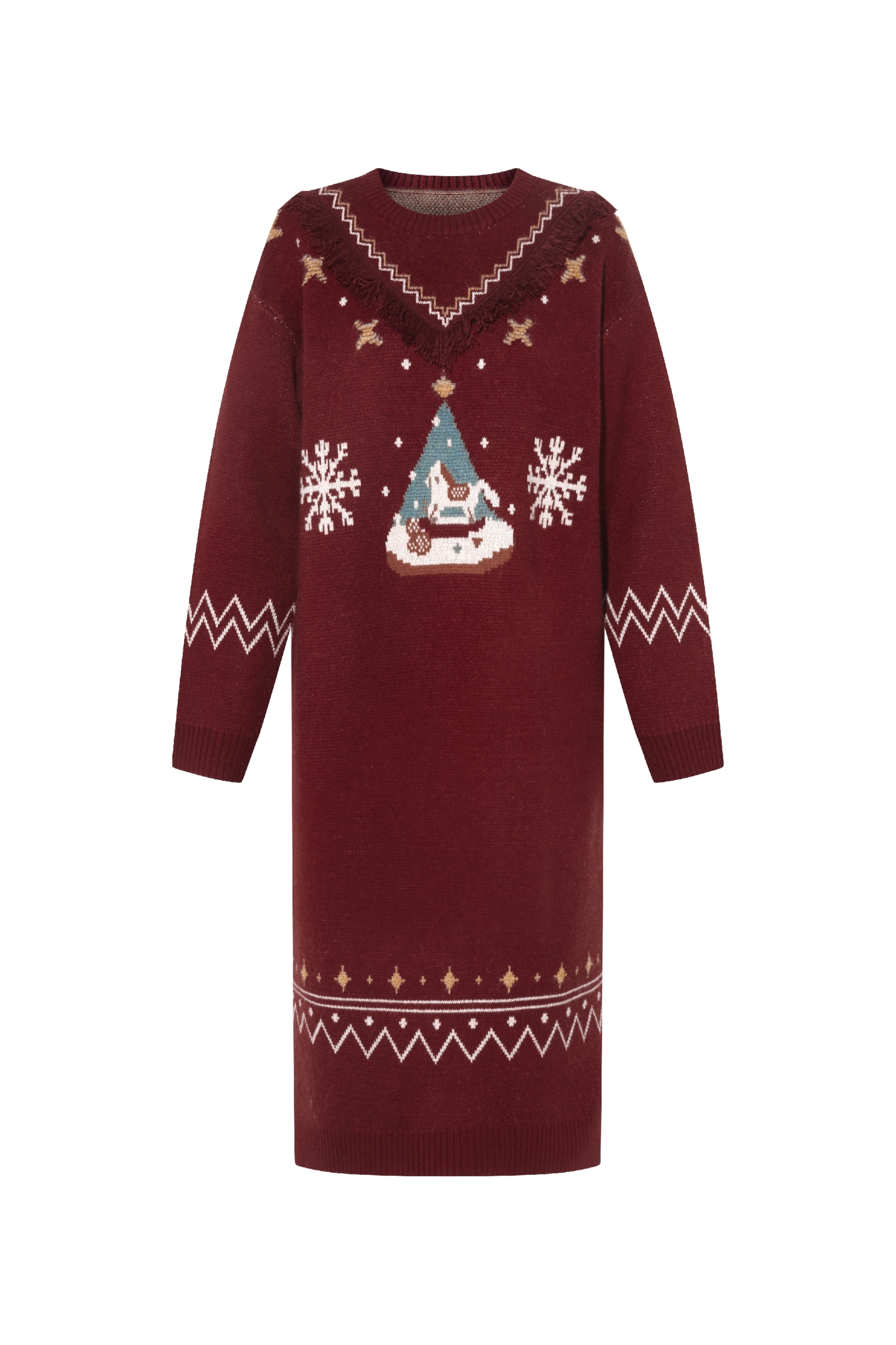 Red Christmas outfit: sweater dress