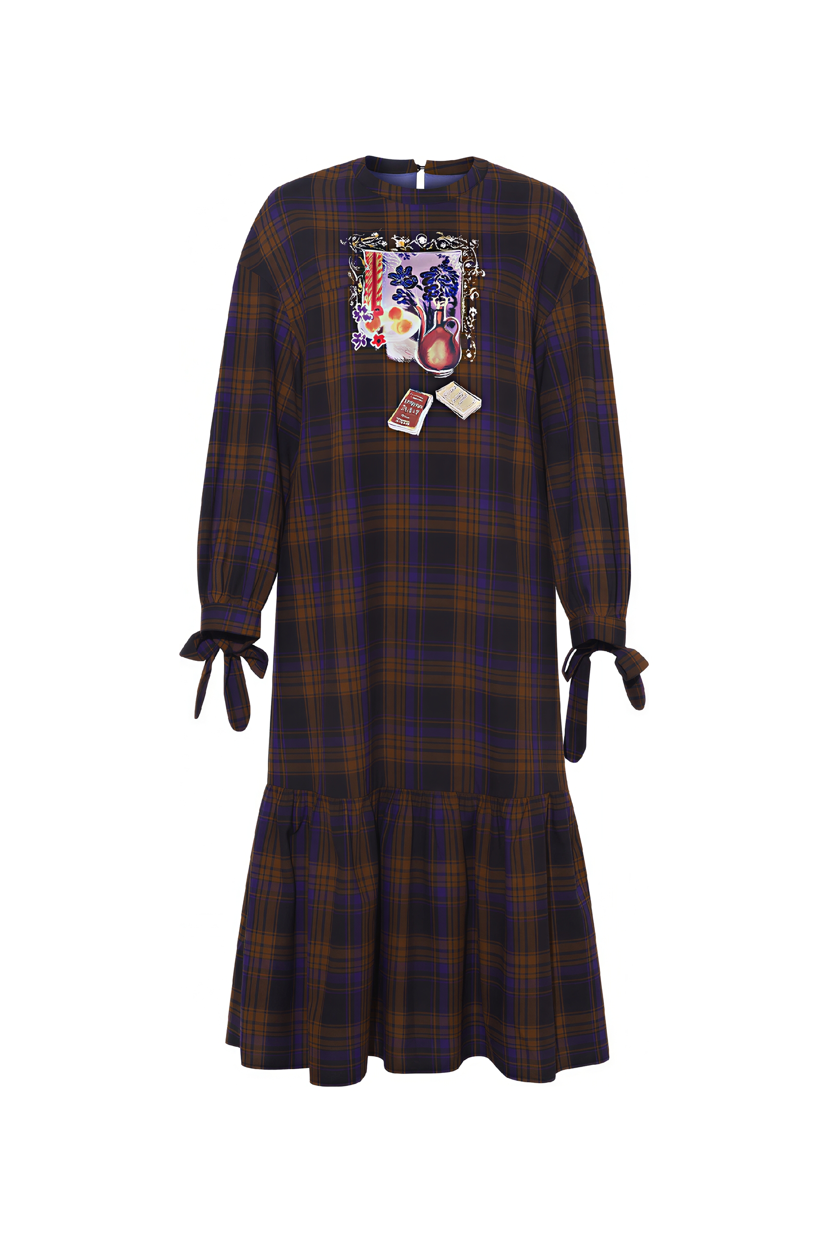 Plaid Relaxed Long-Sleeve Maxi Dress