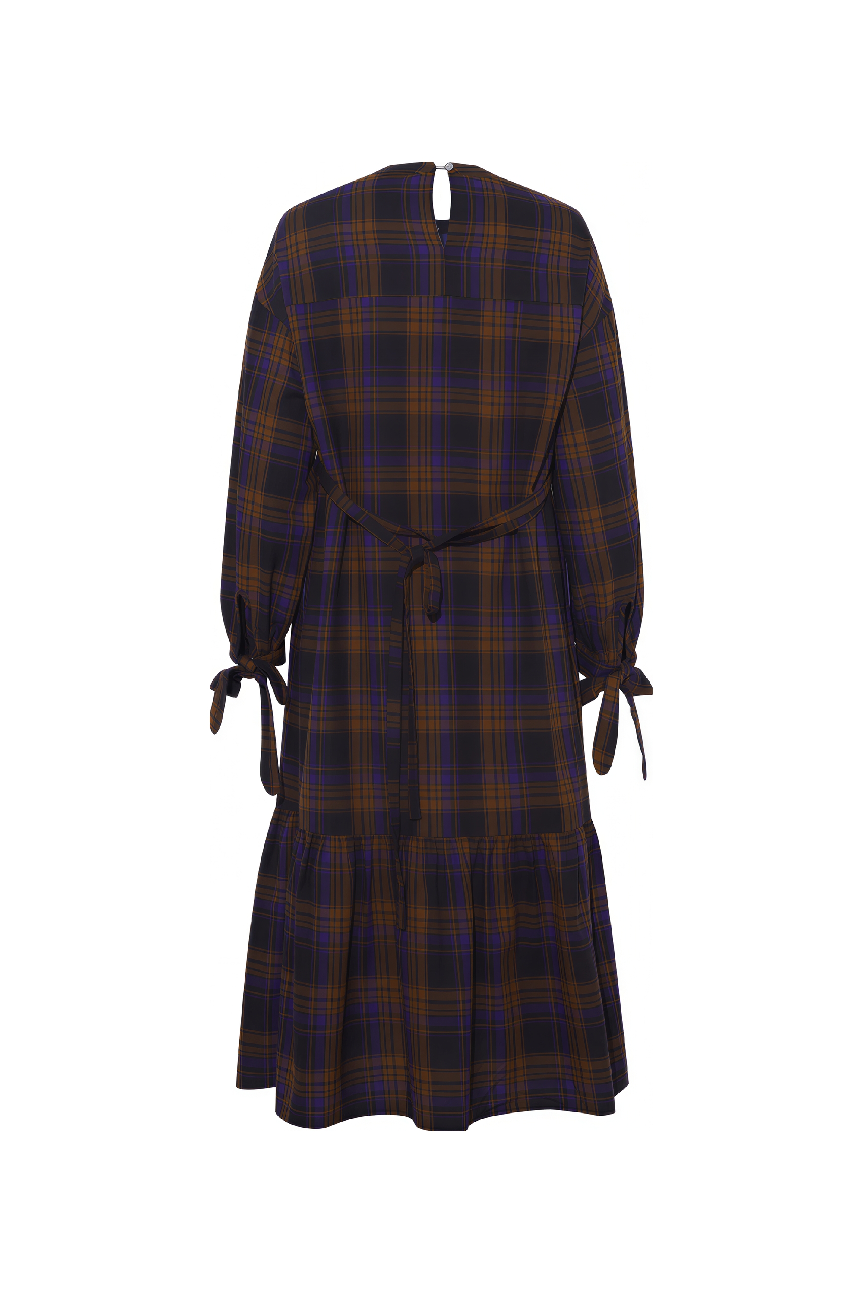 Plaid Relaxed Long-Sleeve Maxi Dress