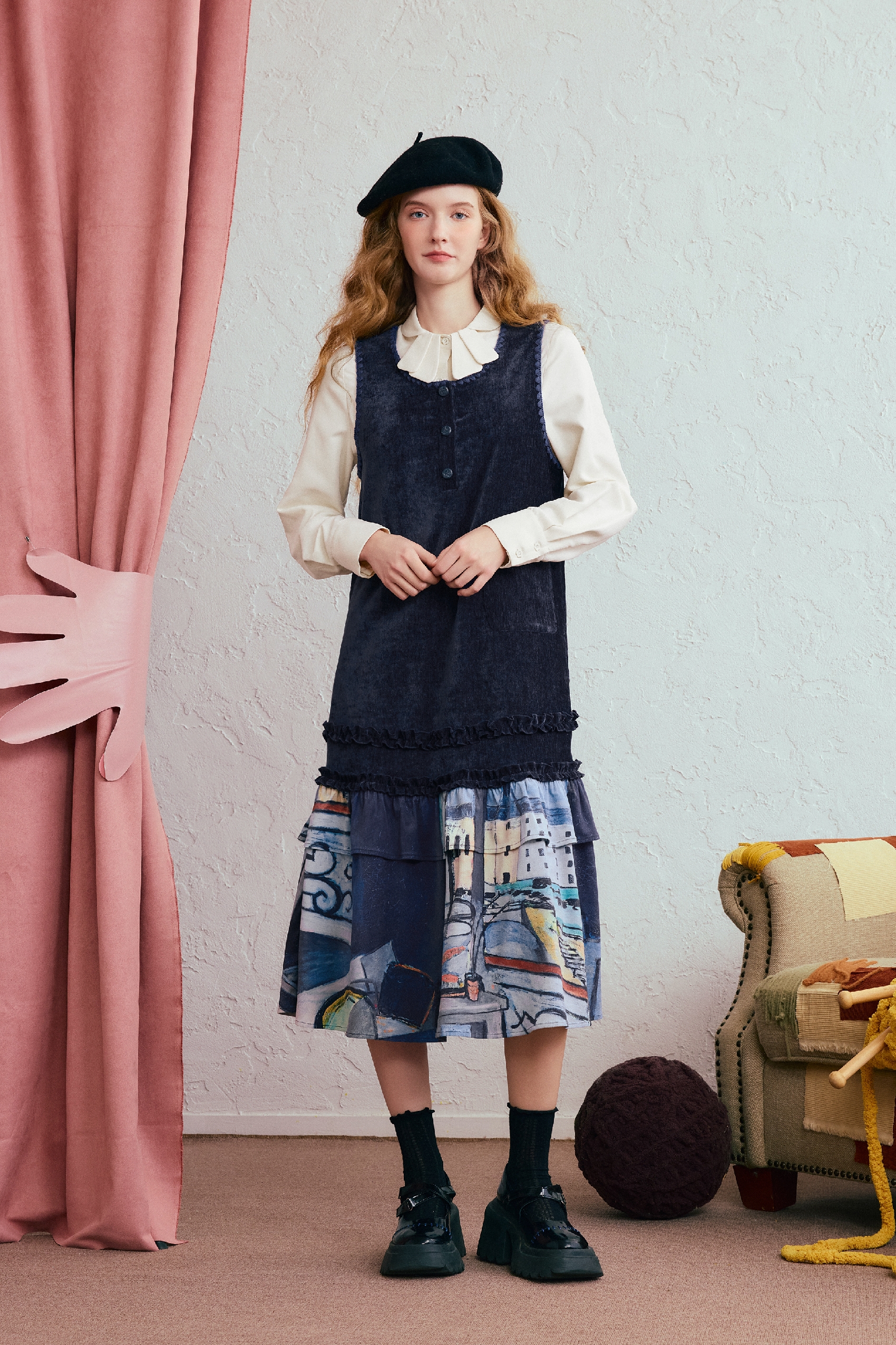 Vest-style A-line dress