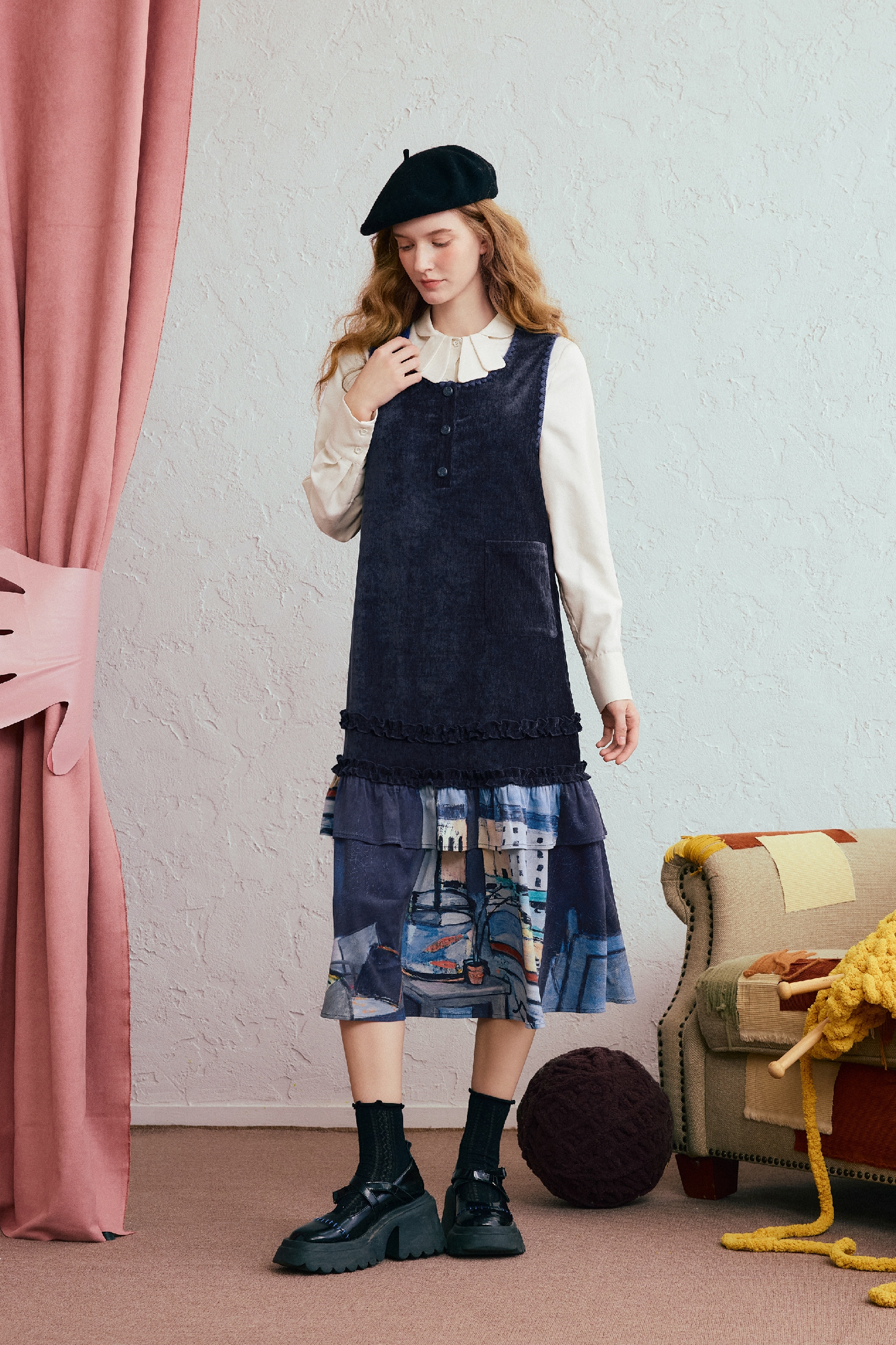 Vest-style A-line dress