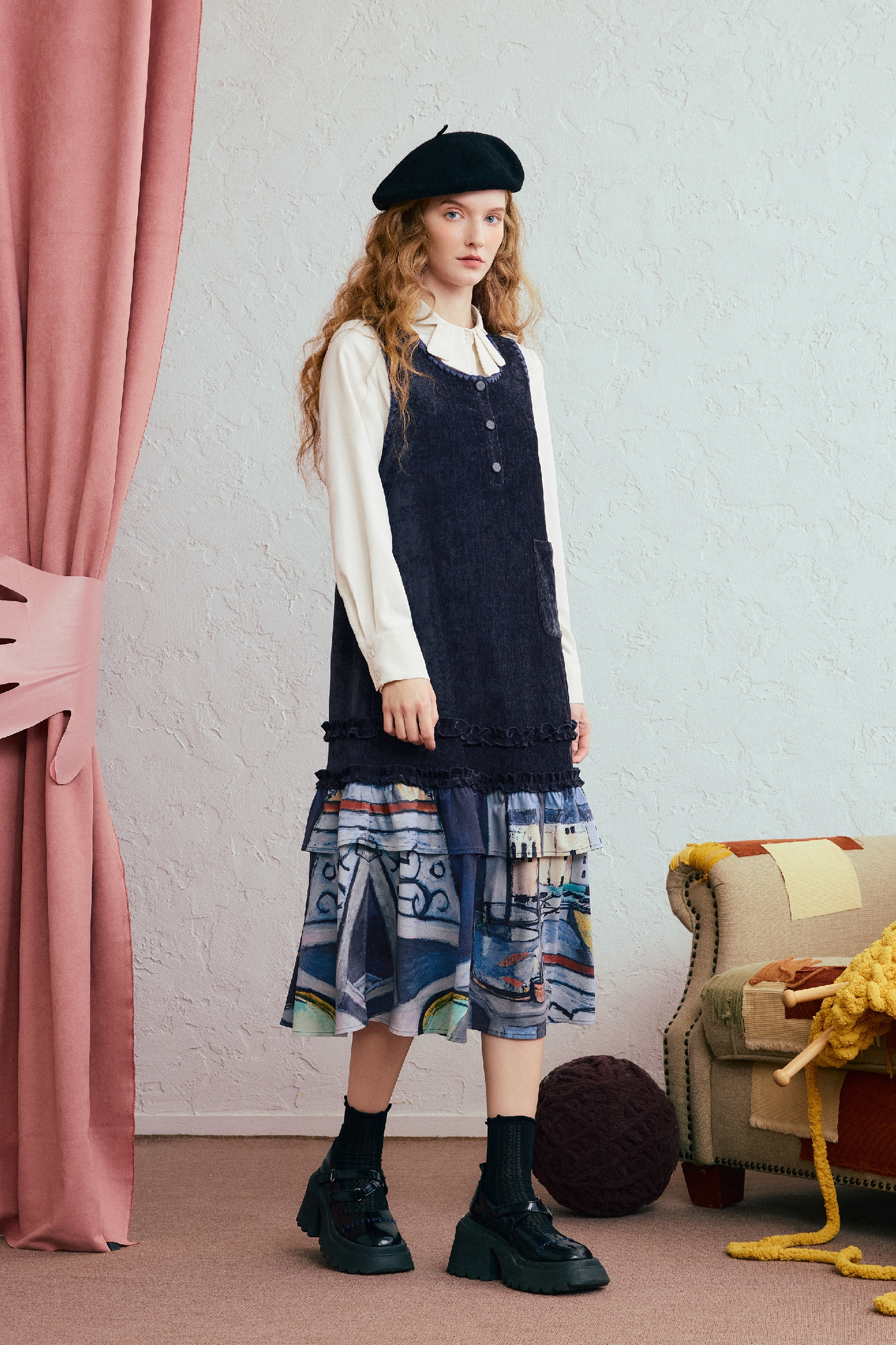 Vest-style A-line dress