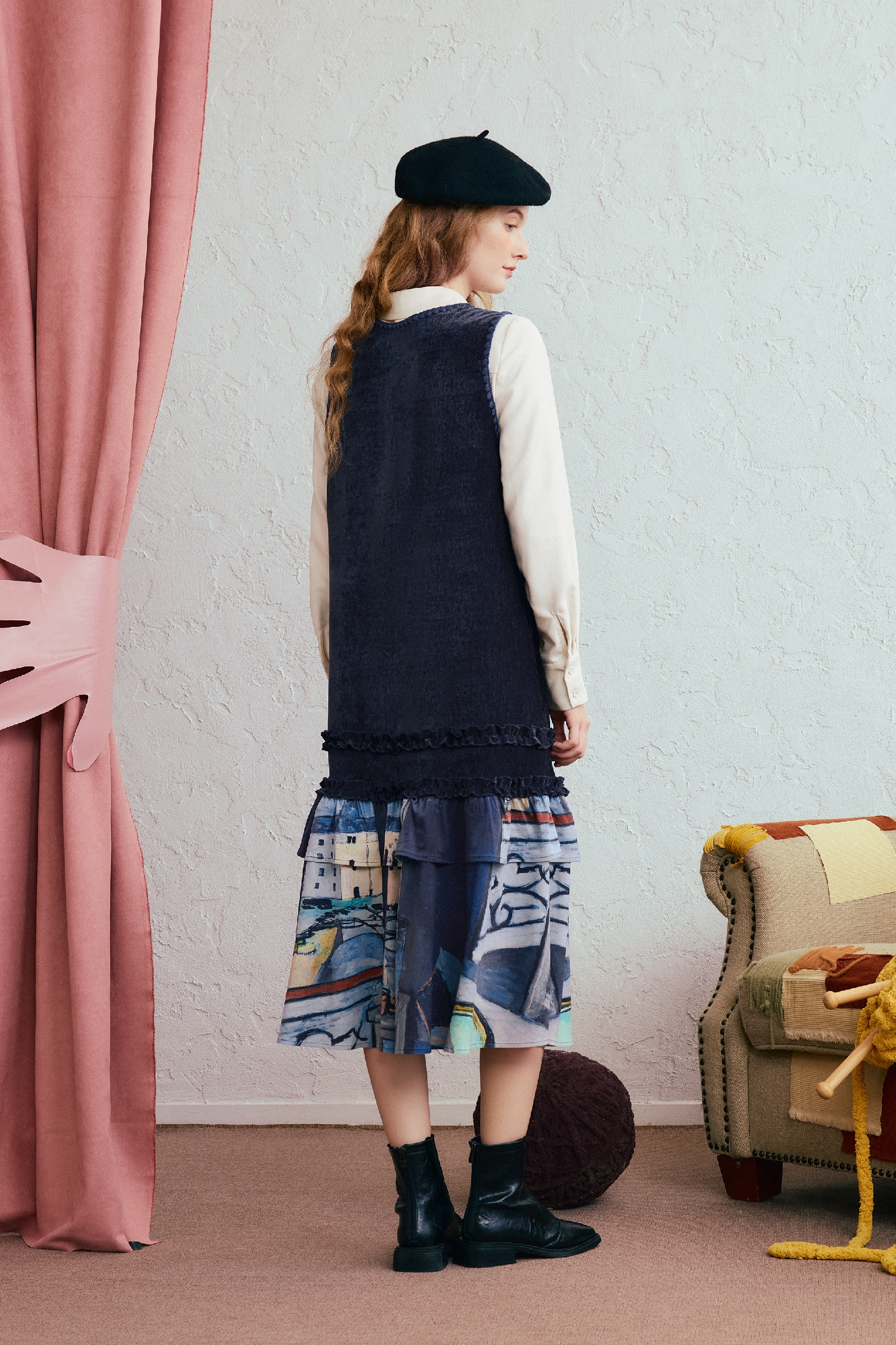 Vest-style A-line dress