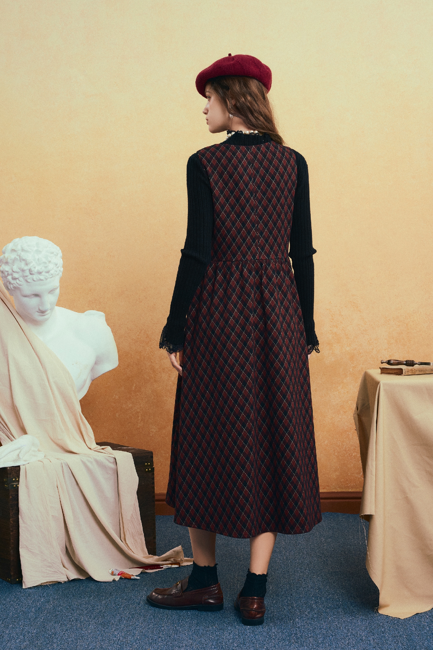 Christmas-themed vest dress, A-line skirt, long skirt