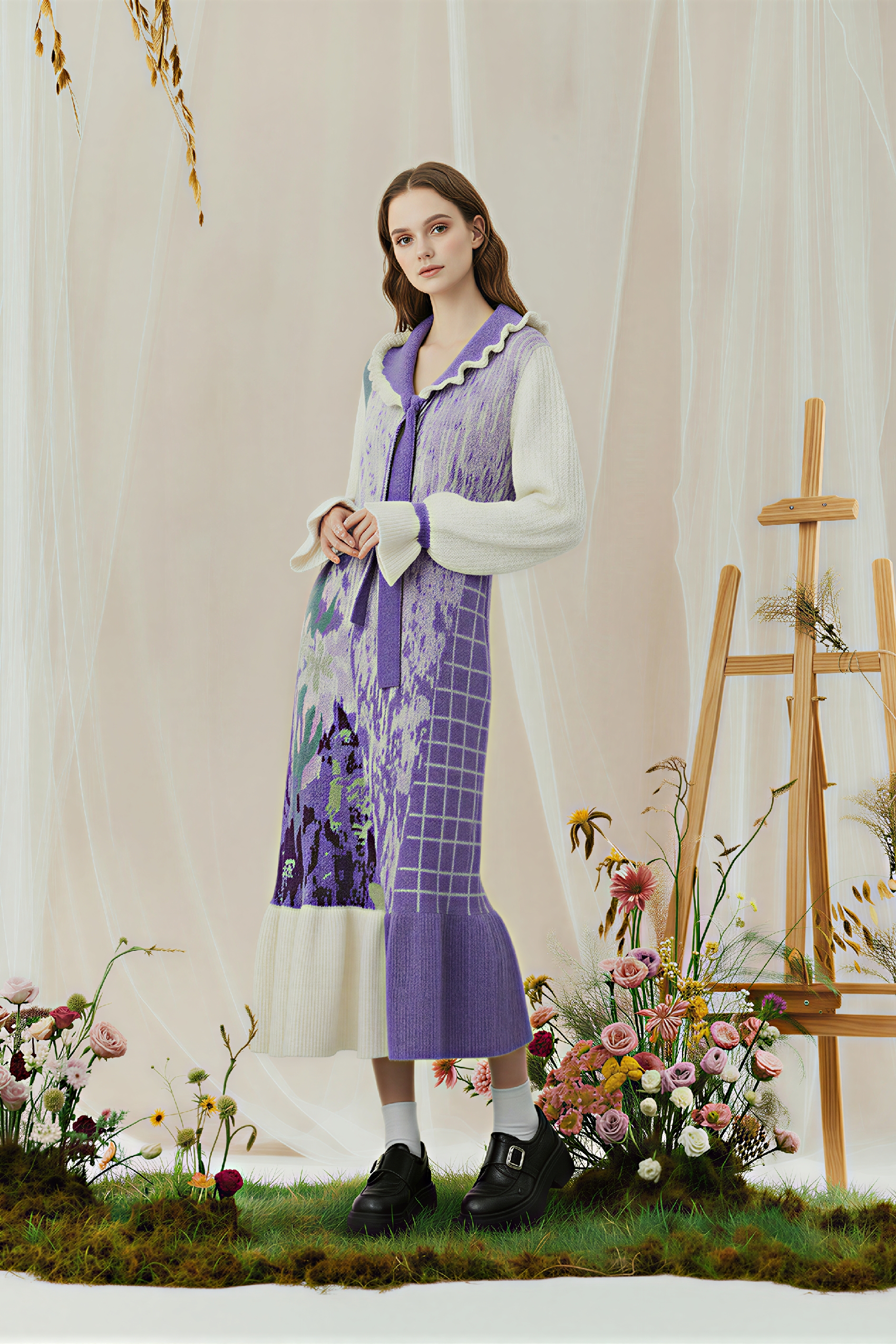 Van Gogh purple vintage sweater dress