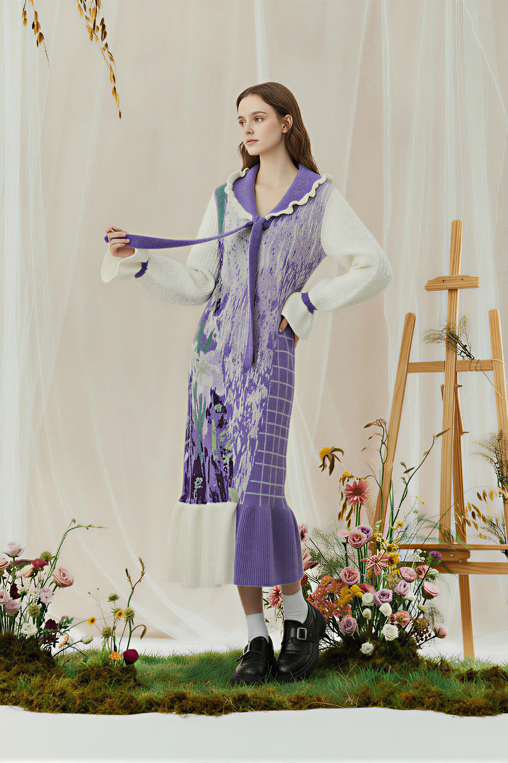 Van Gogh purple vintage sweater dress