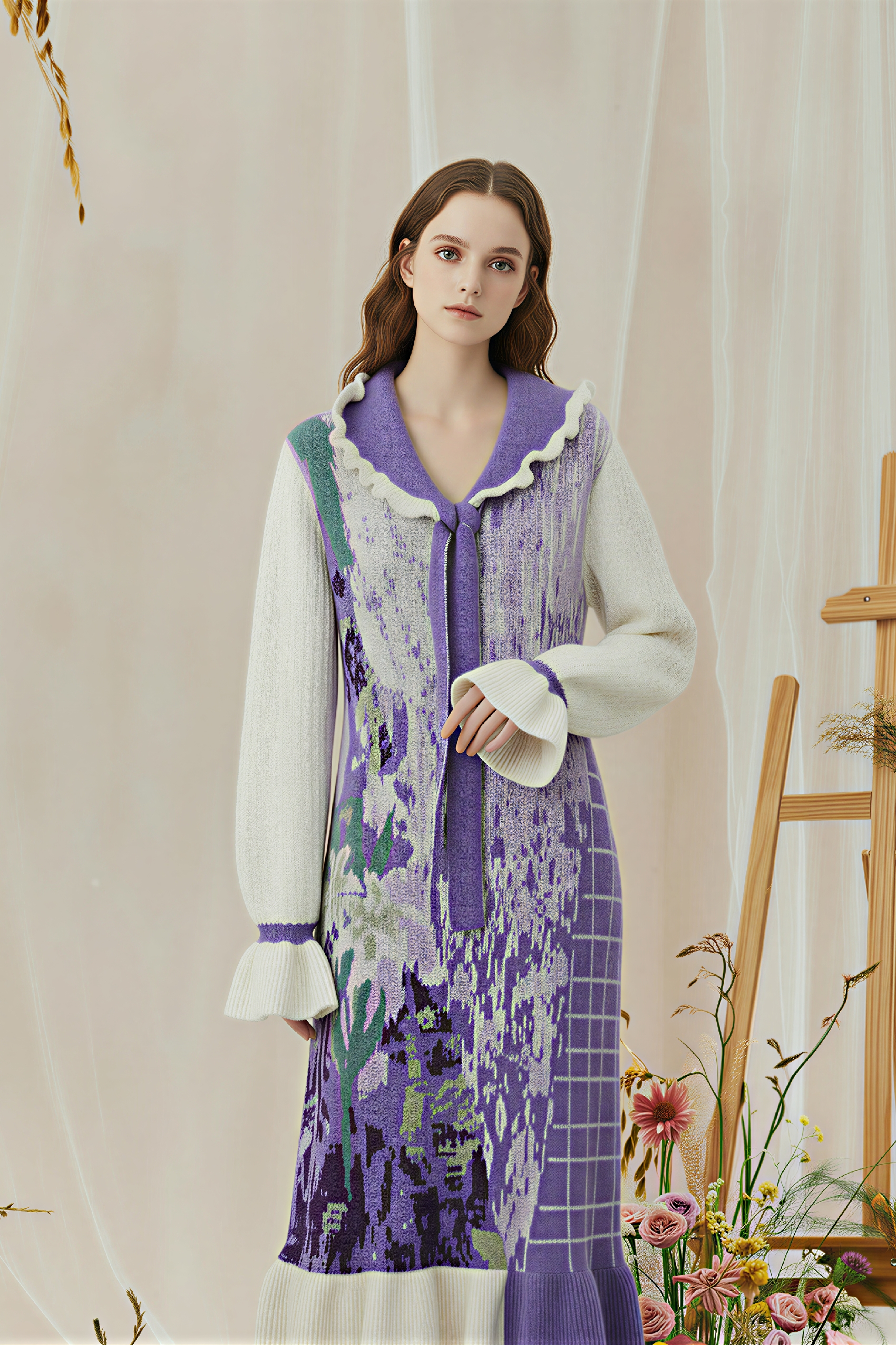 Van Gogh purple vintage sweater dress