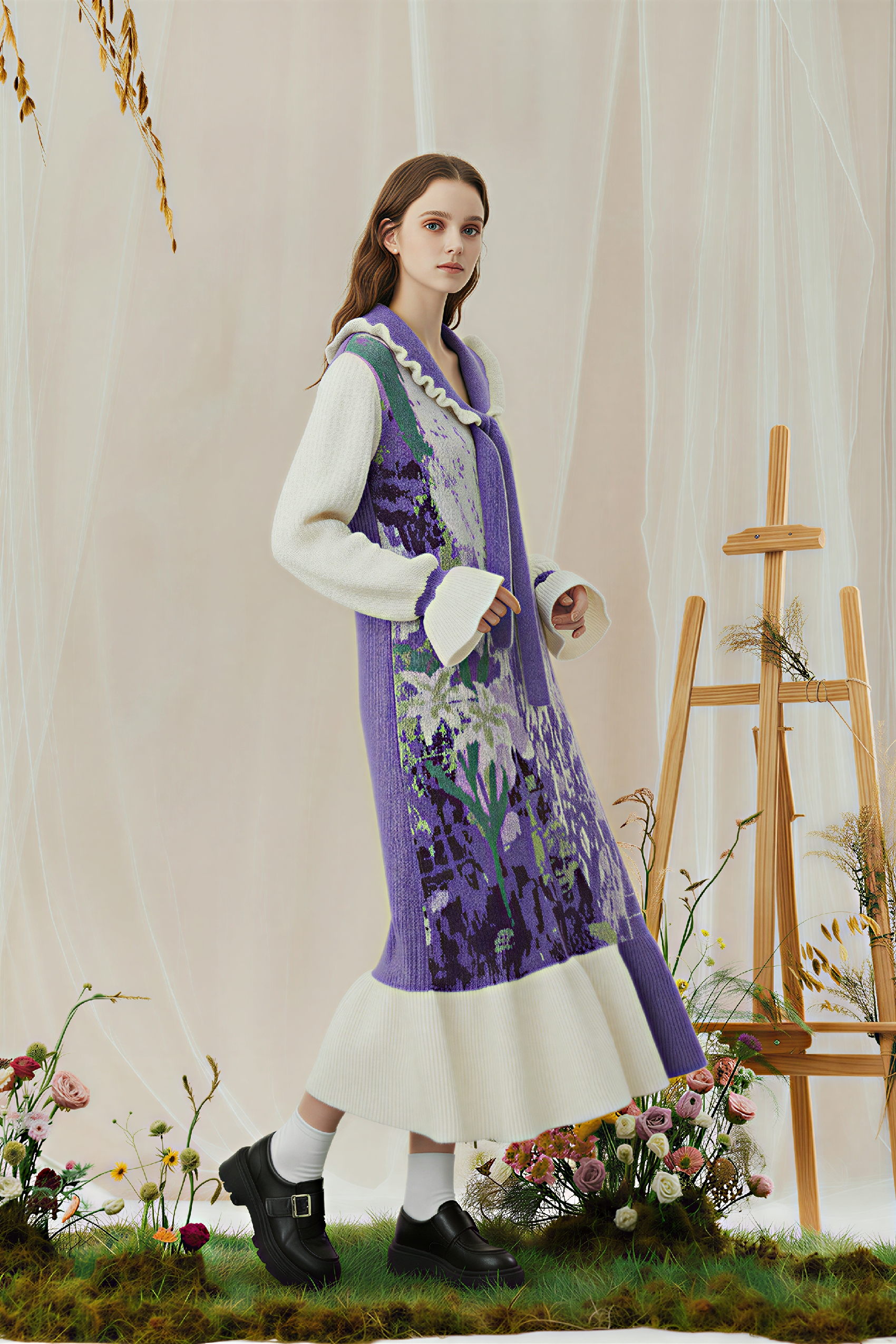 Van Gogh purple vintage sweater dress