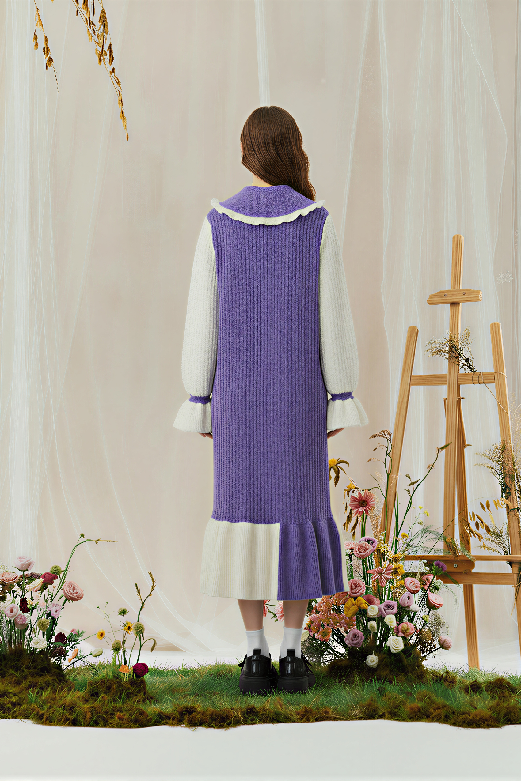 Van Gogh purple vintage sweater dress