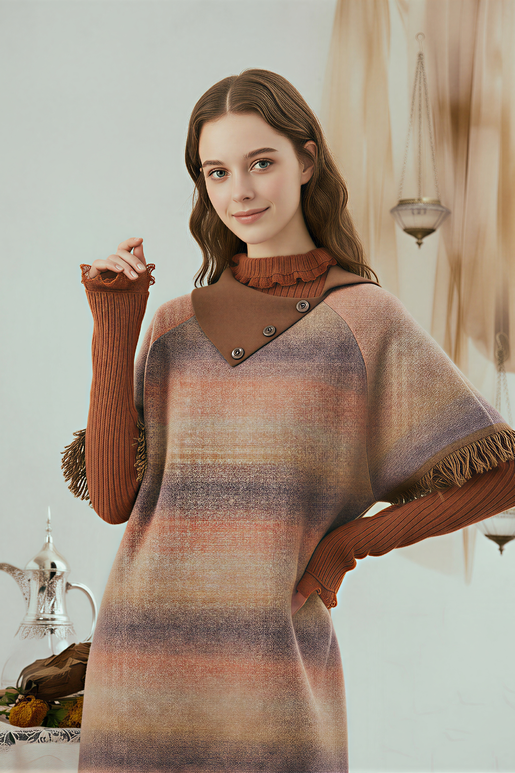 Vintage Gradient Knit Sweater Dress