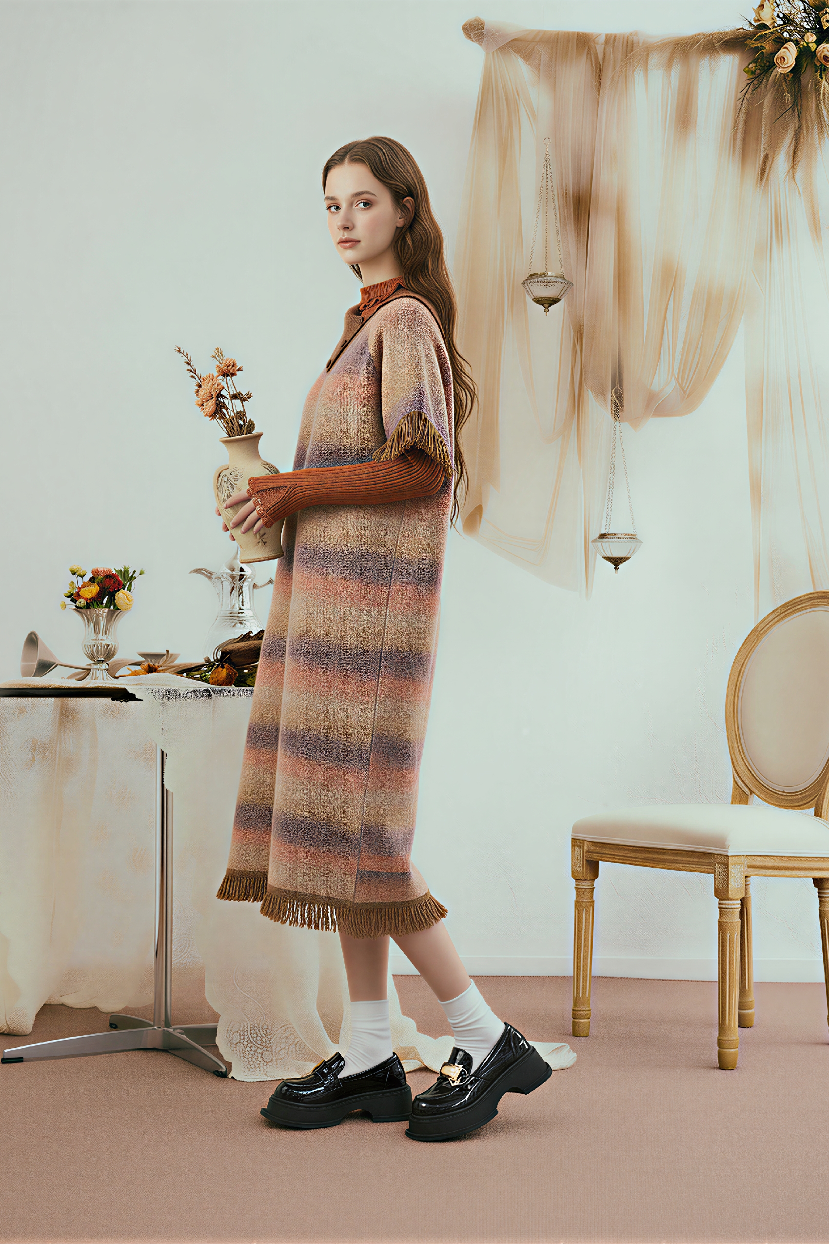 Vintage Gradient Knit Sweater Dress