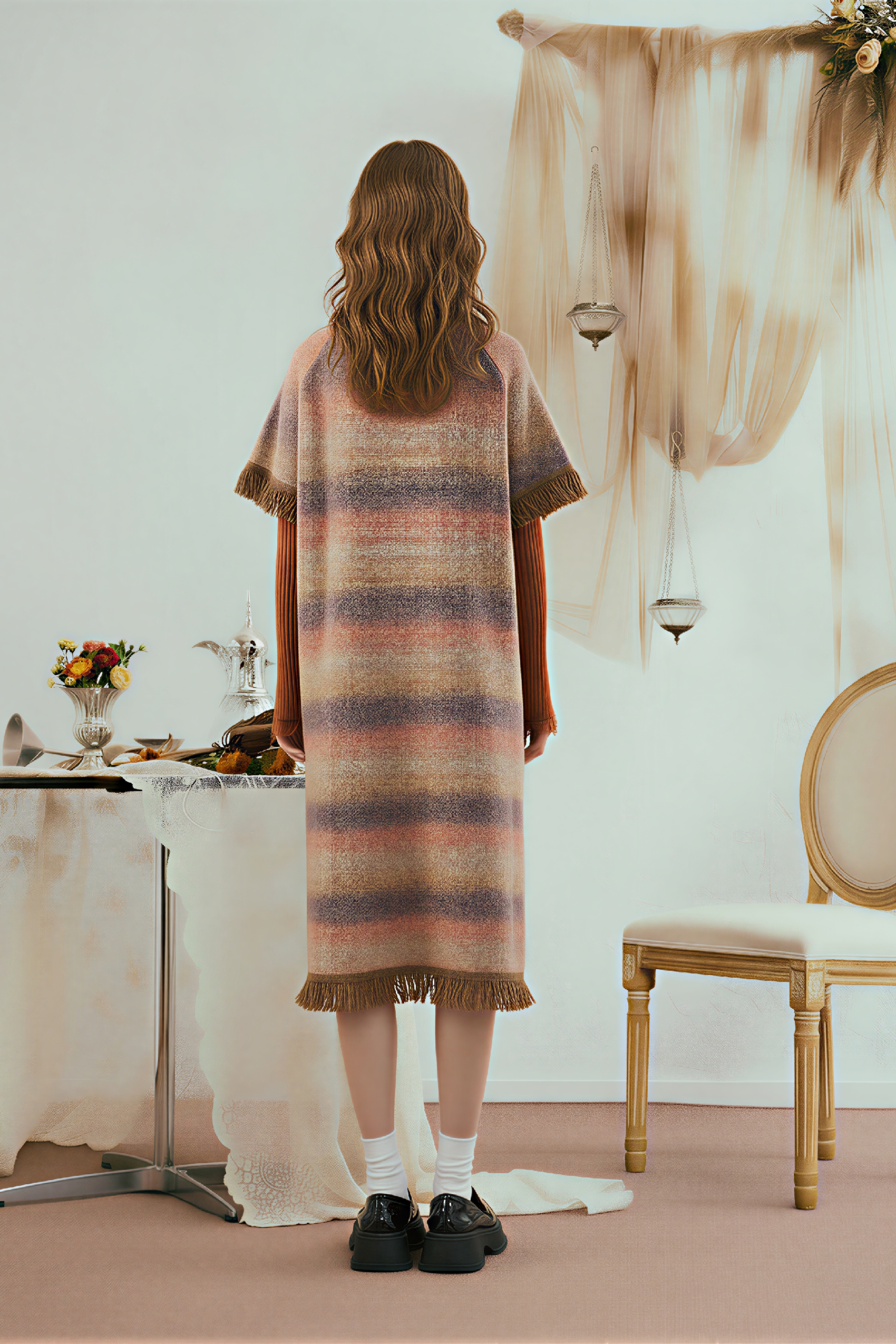 Vintage Gradient Knit Sweater Dress