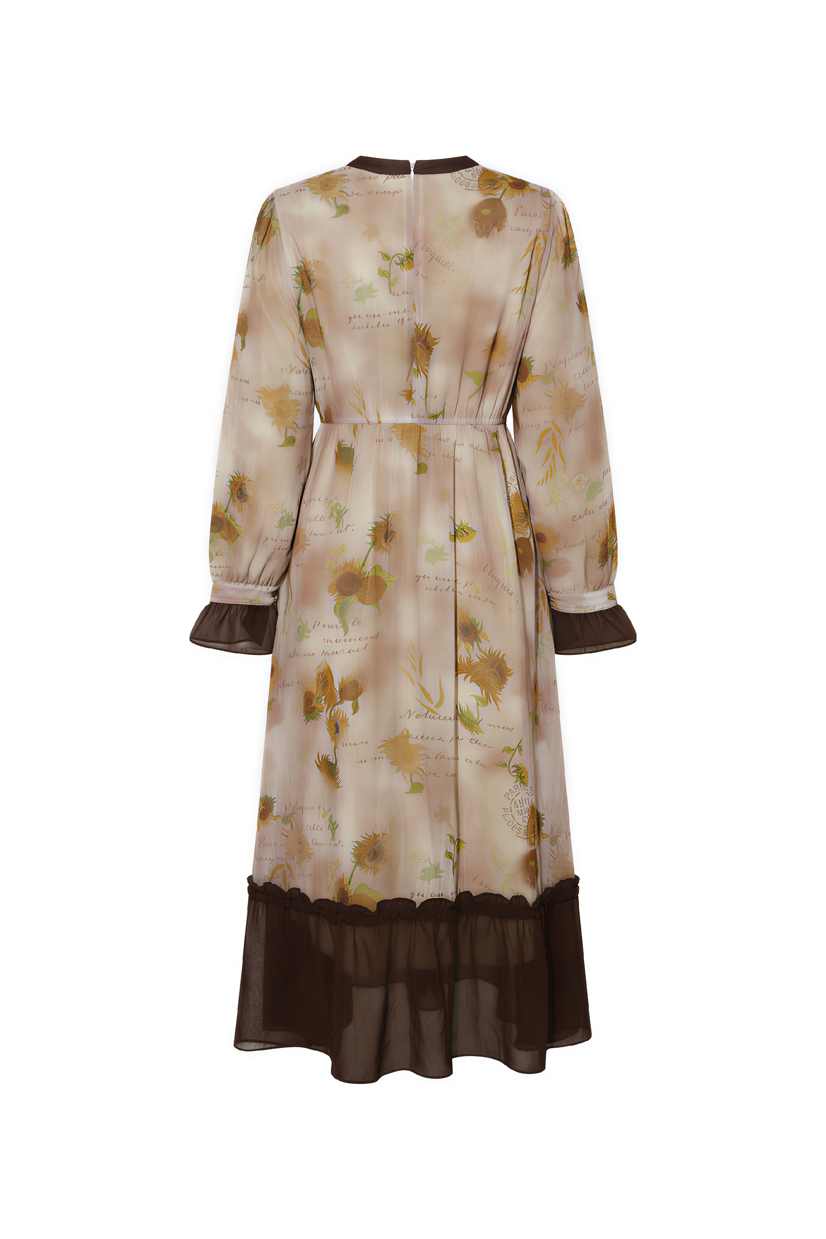 Van Gogh-Inspired Vintage Long-Sleeve Dress