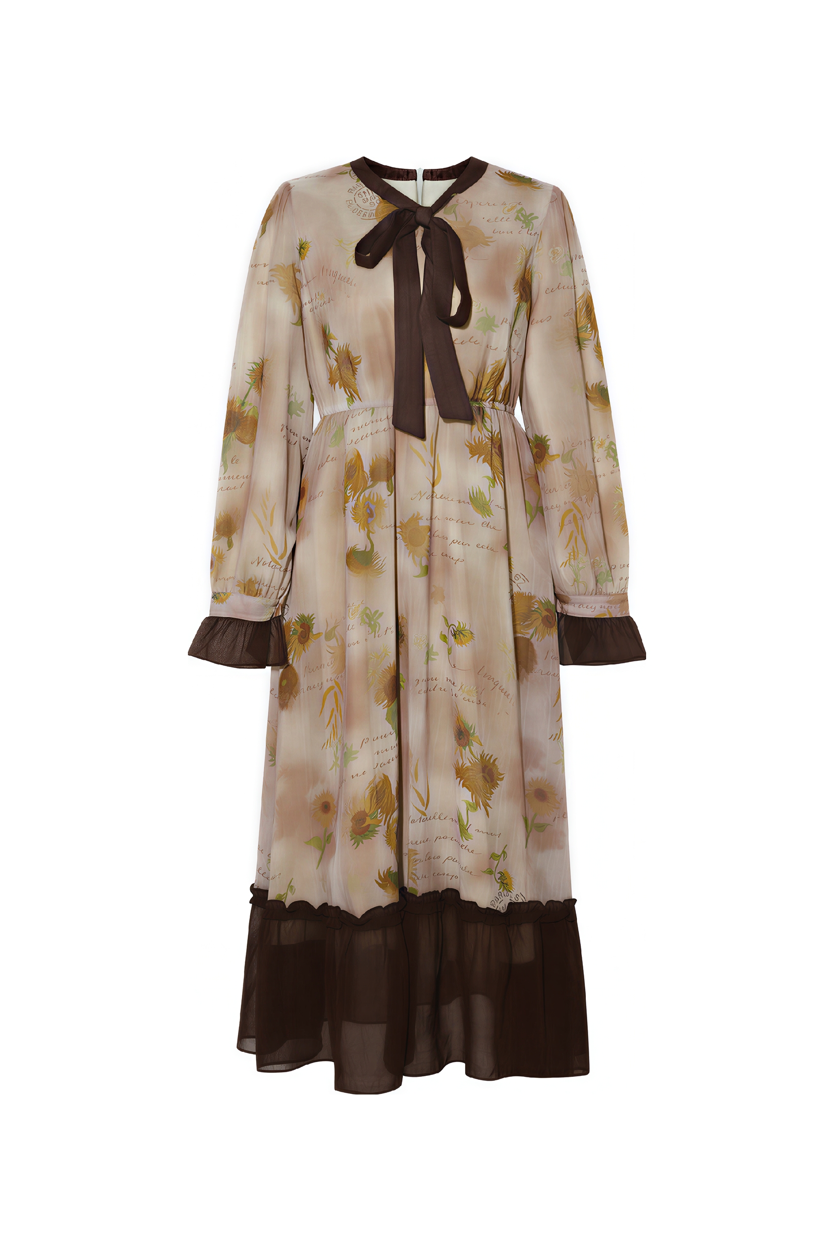 Van Gogh-Inspired Vintage Long-Sleeve Dress