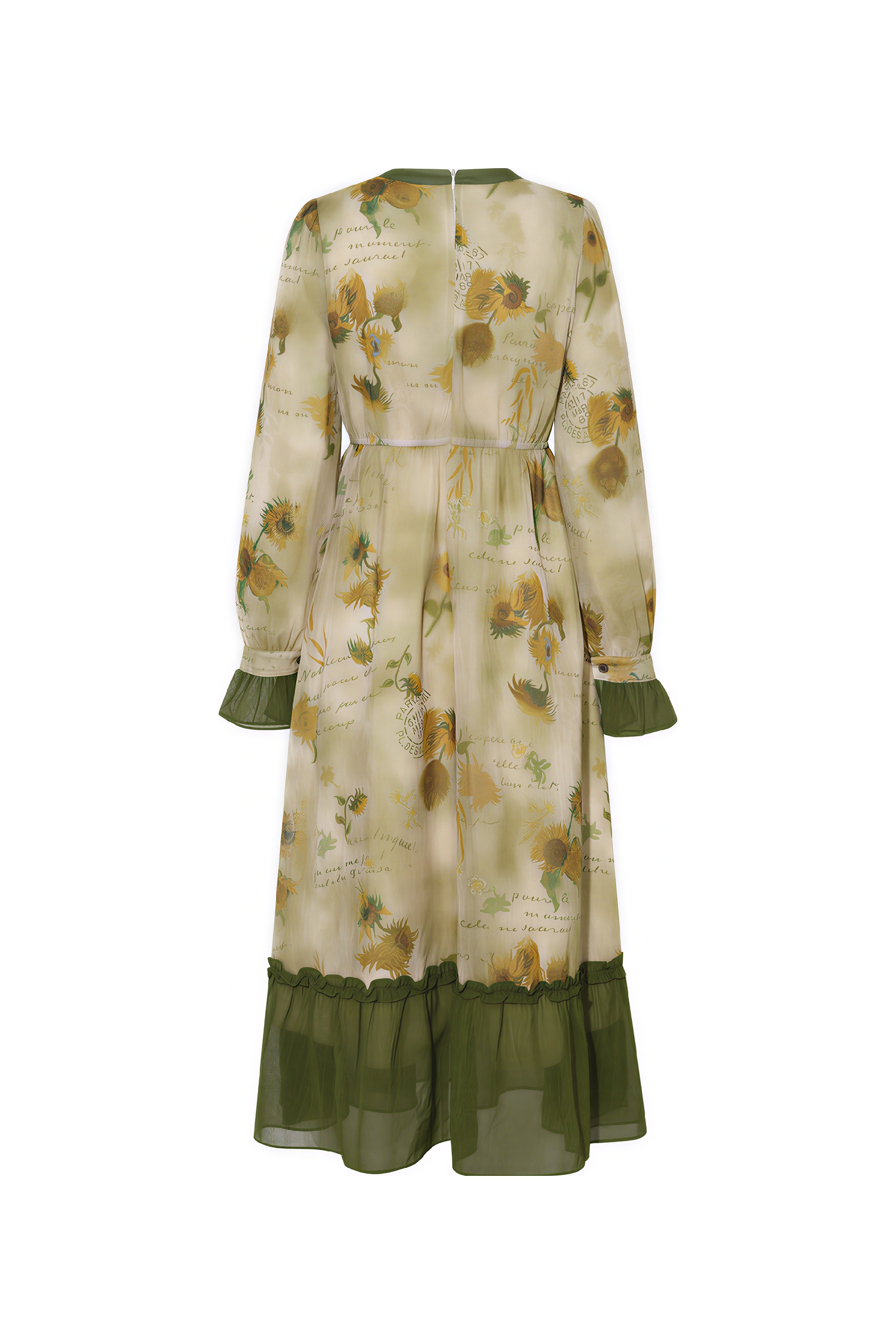 Van Gogh-Inspired Vintage Long-Sleeve Dress