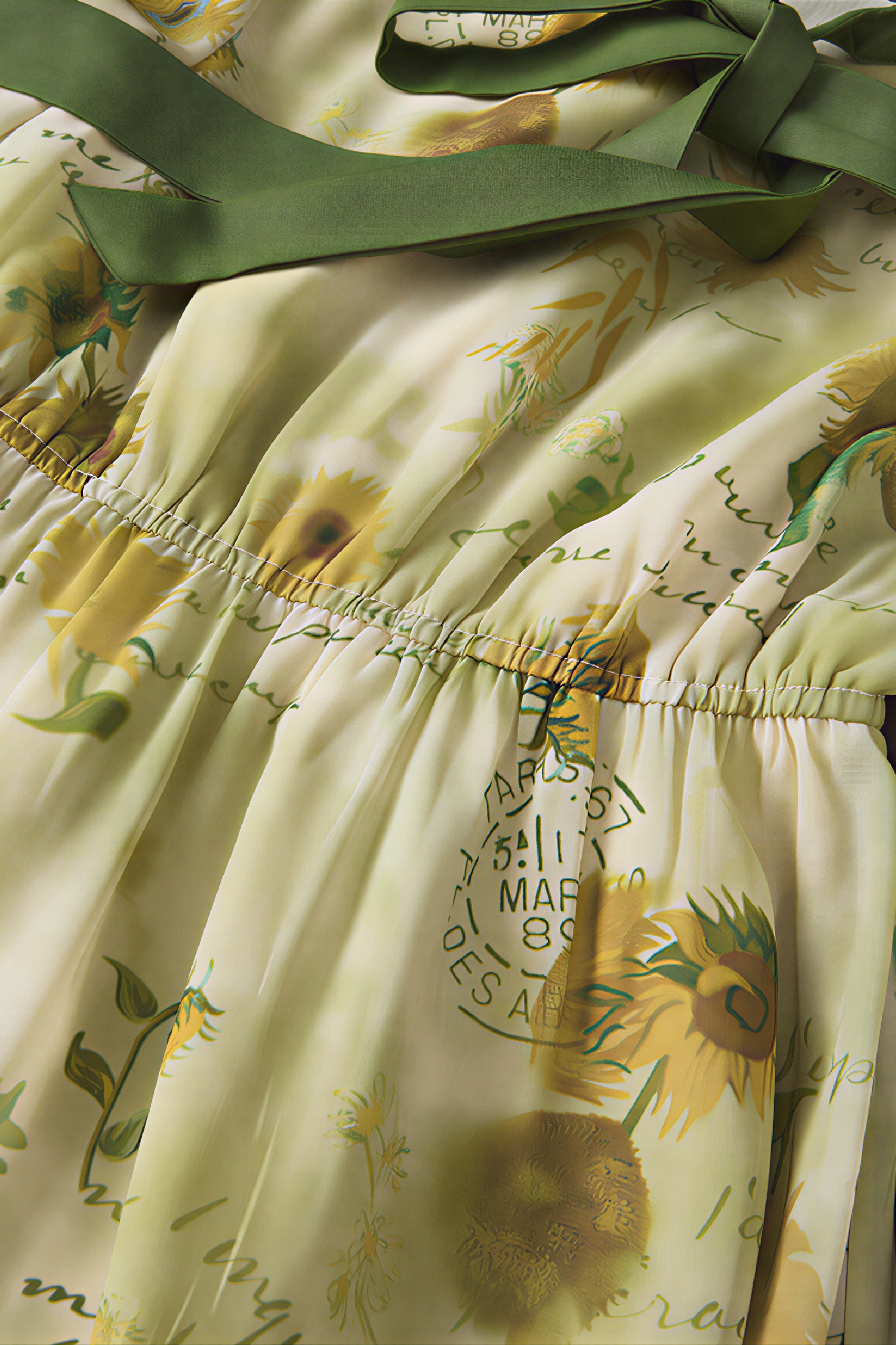 Van Gogh-Inspired Vintage Long-Sleeve Dress