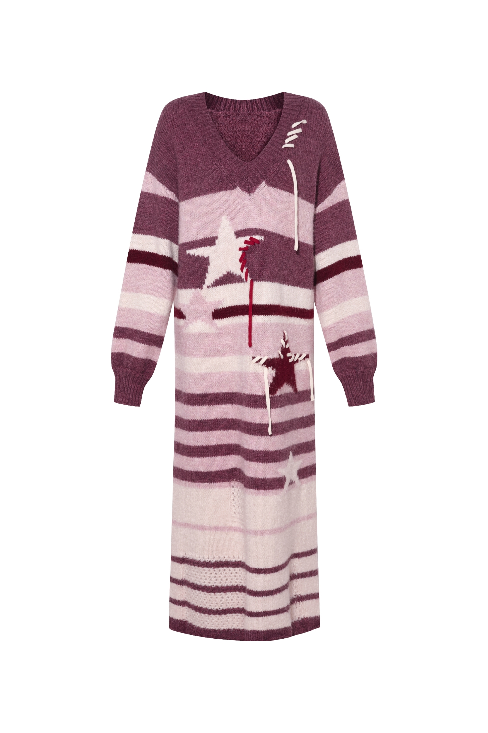 Long striped knit sweater dress