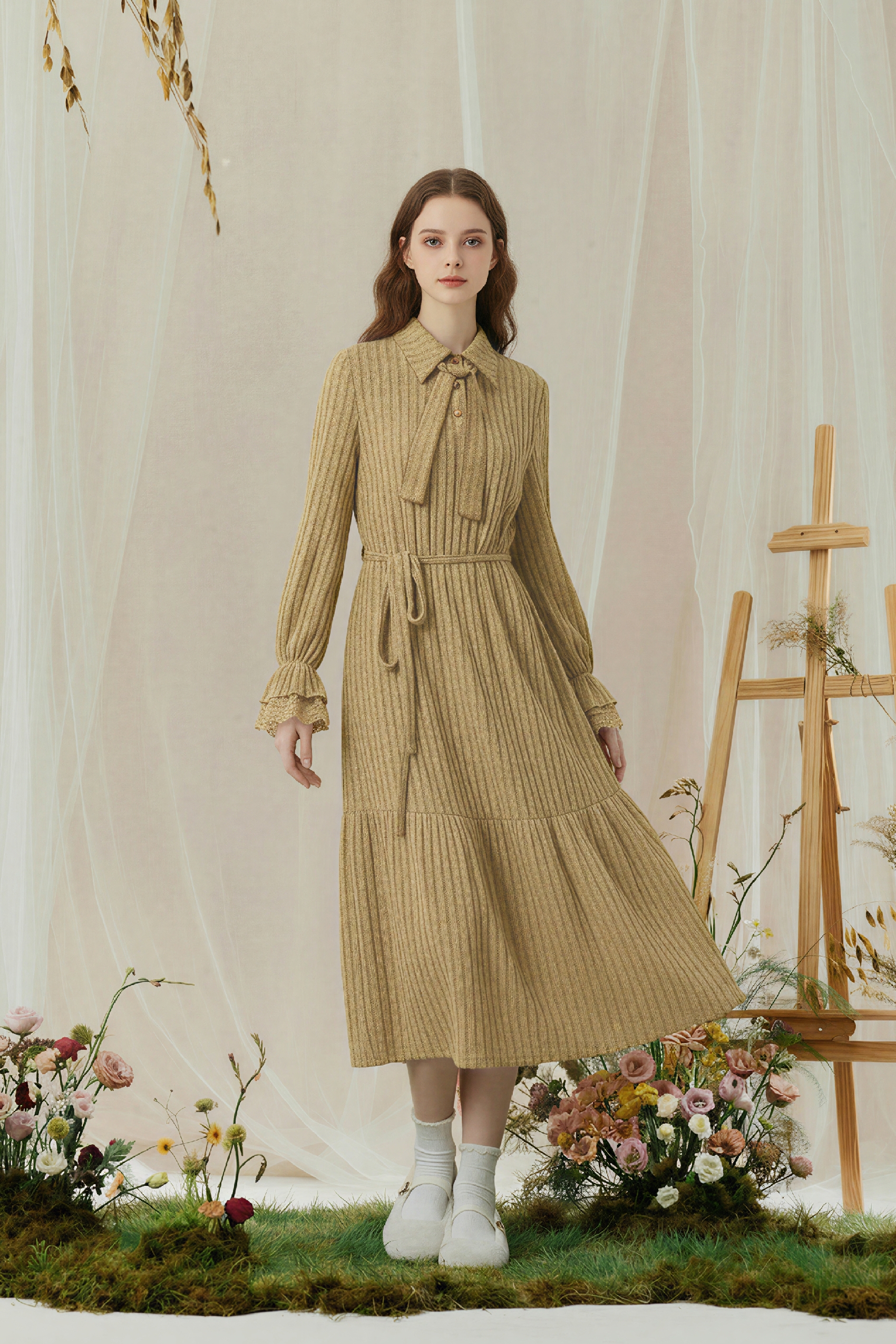 Blue Long-Sleeve Holiday Dress