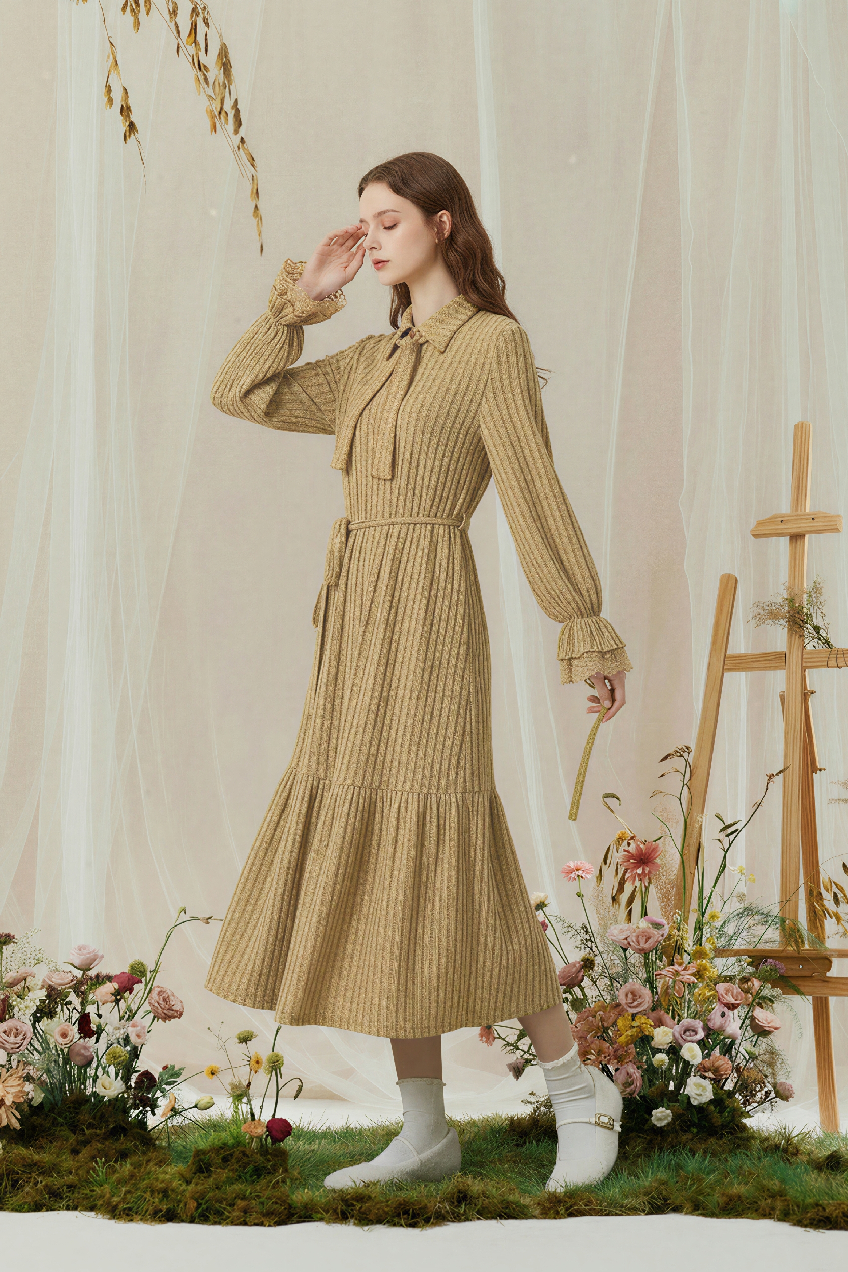 Blue Long-Sleeve Holiday Dress