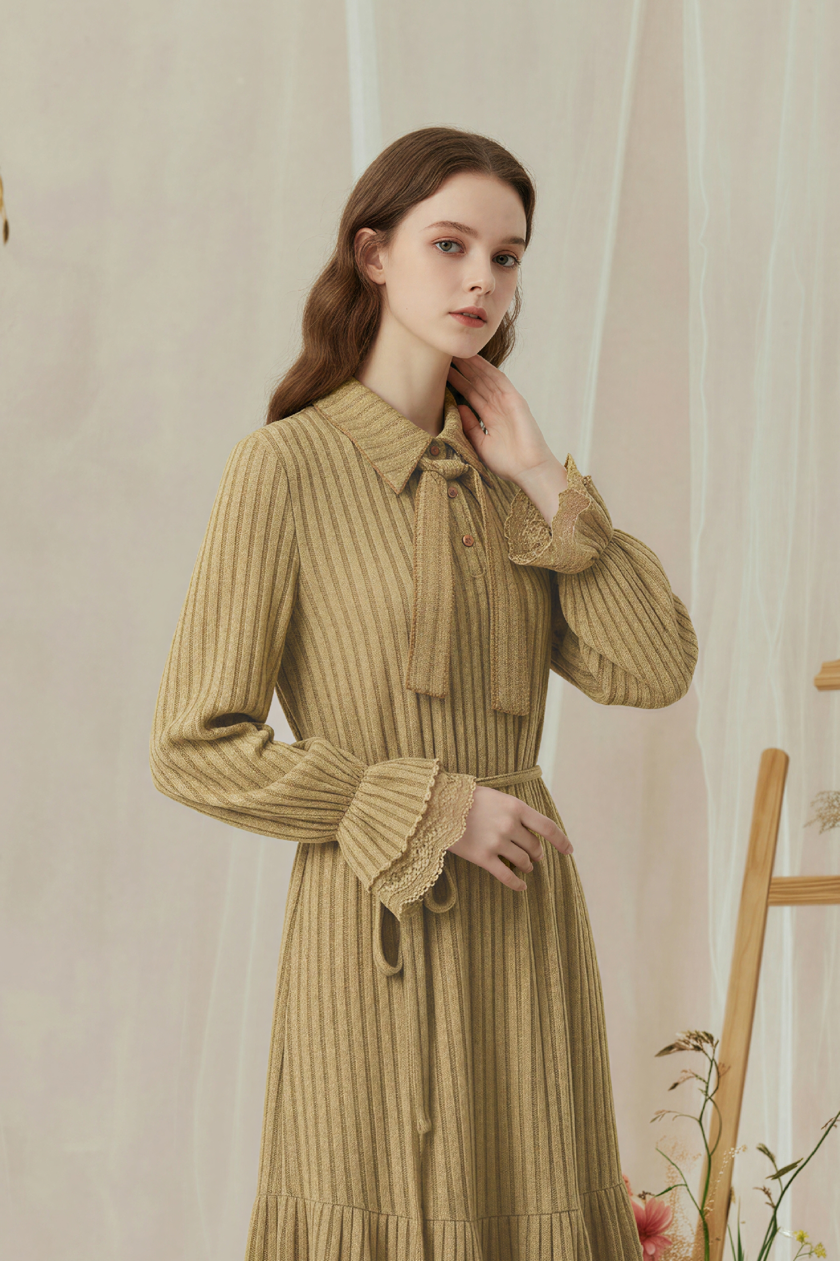 Blue Long-Sleeve Holiday Dress