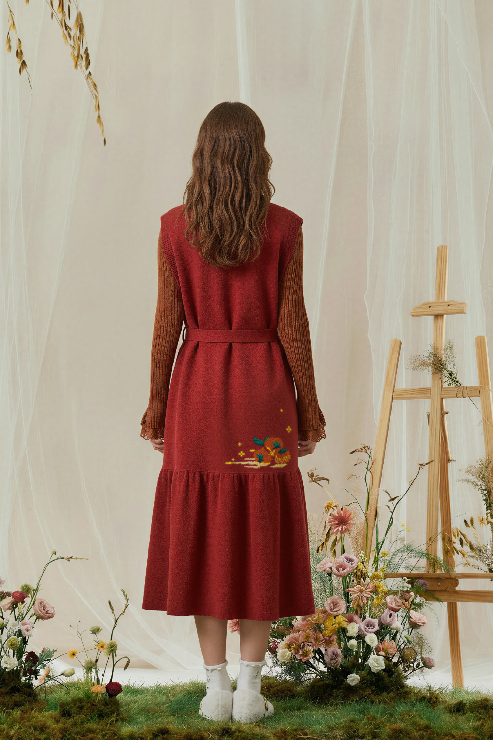 Red Sleeveless Knit Maxi Dress