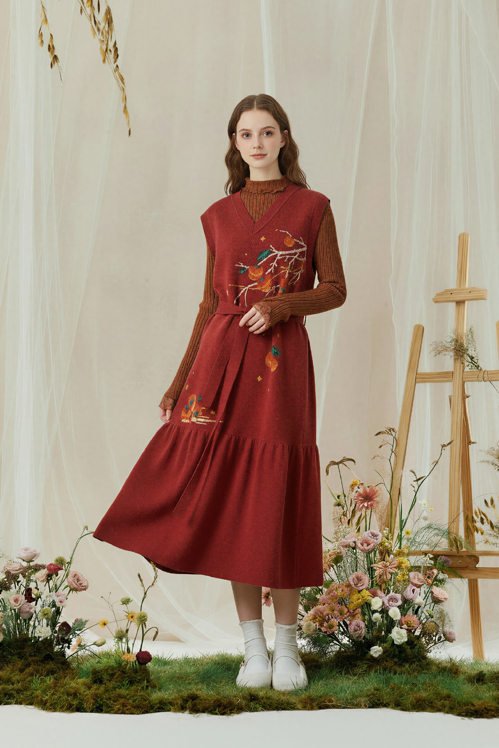 Red Sleeveless Knit Maxi Dress