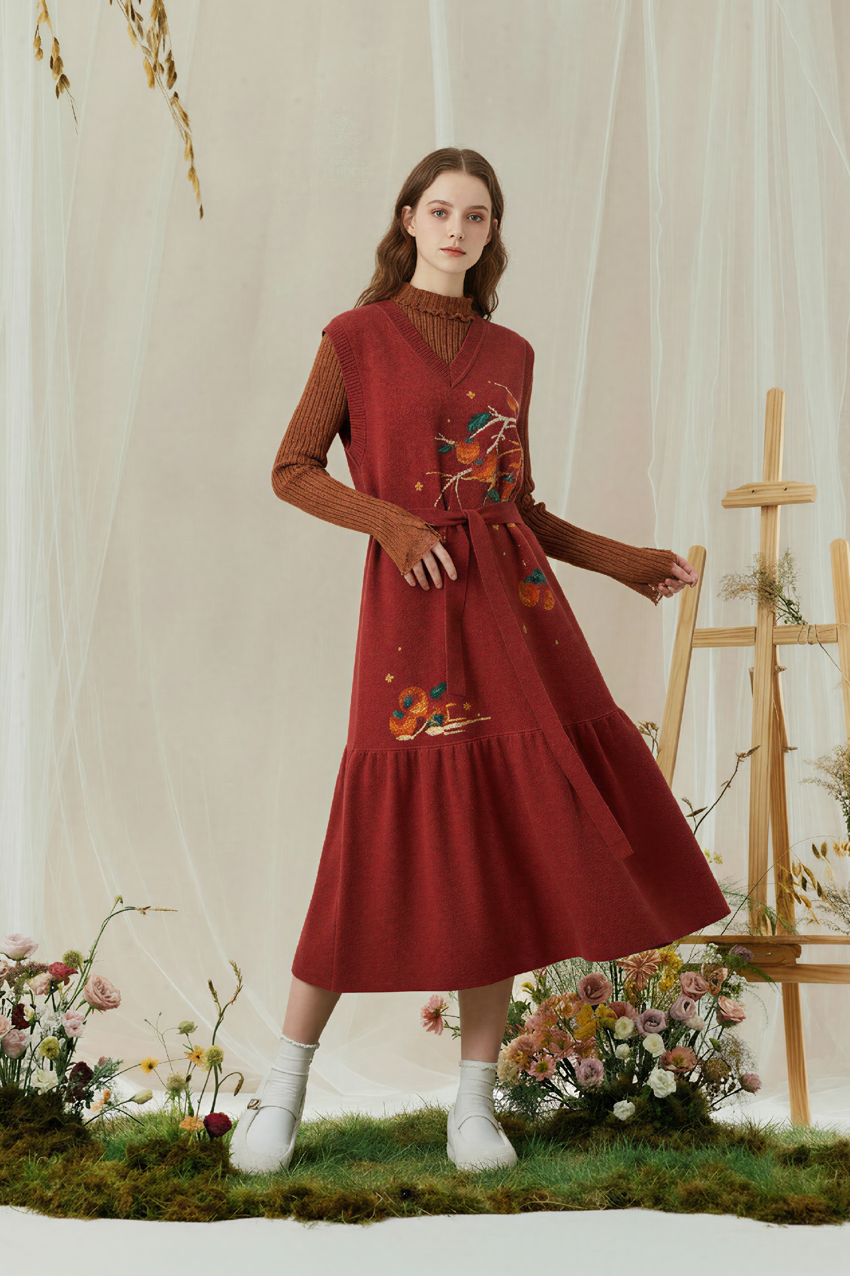 Red Sleeveless Knit Maxi Dress