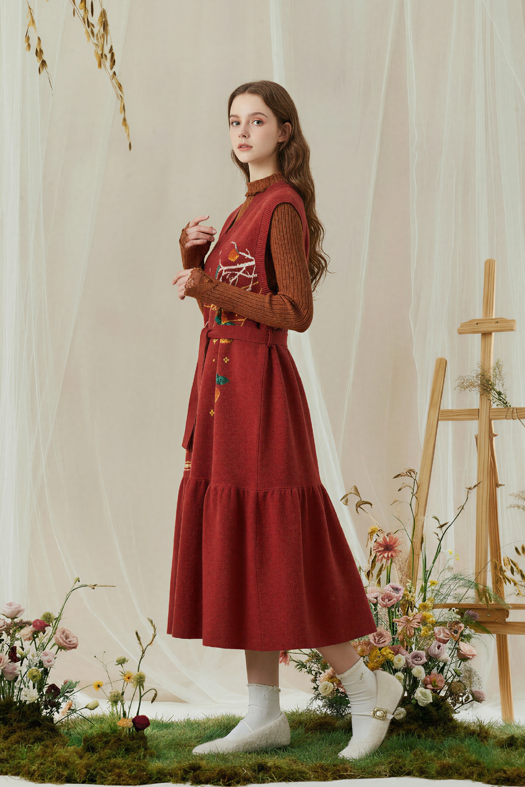 Red Sleeveless Knit Maxi Dress