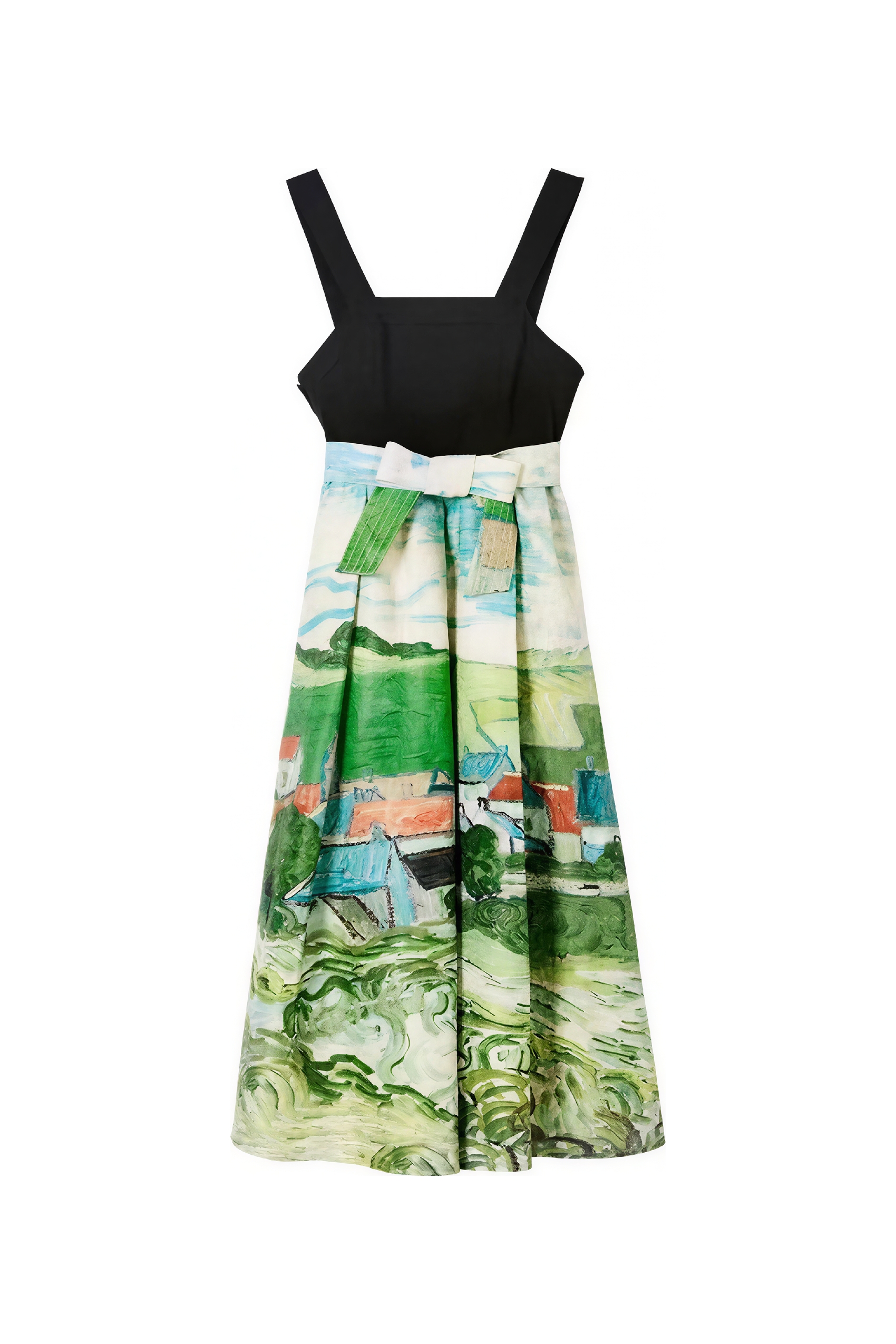 Van Gogh-Inspired Vintage A-Line Slip Maxi Dress-LYONSENS