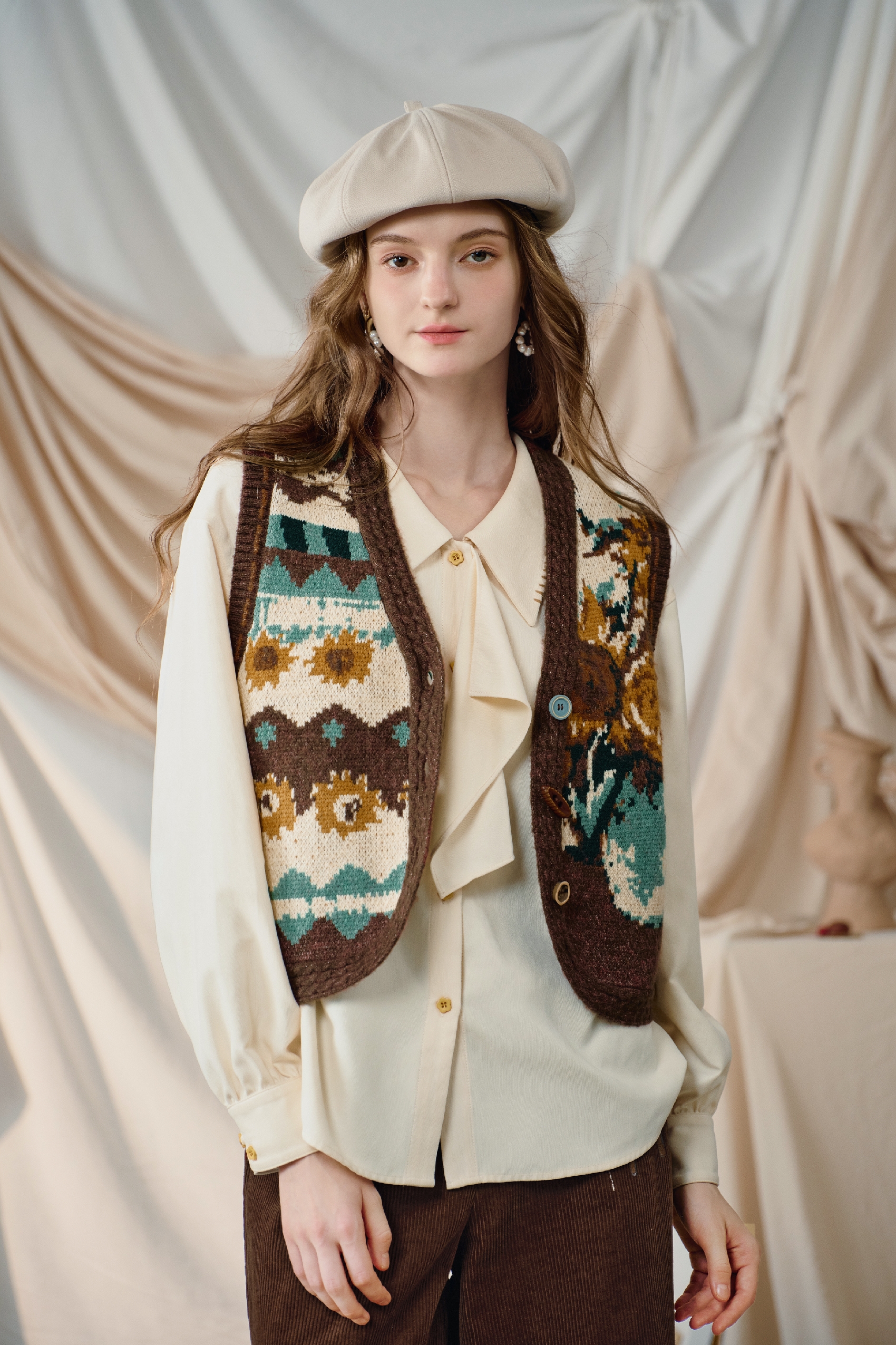 Van Gogh-Inspired Vintage Knit Sweater Vest