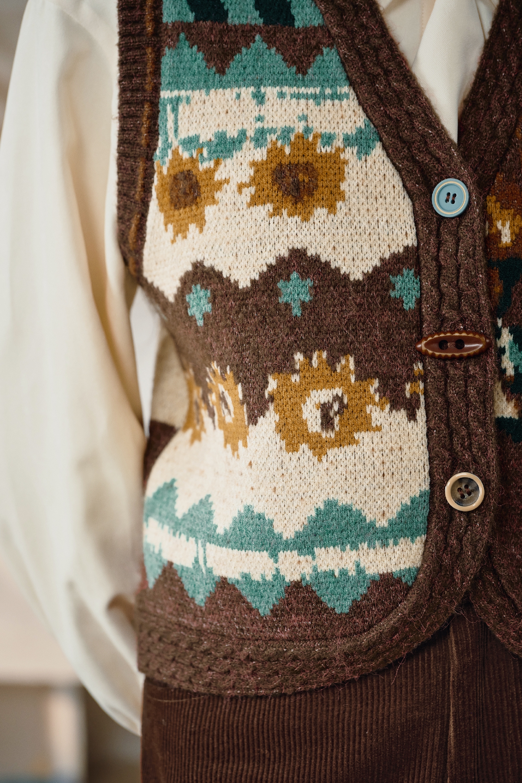 Van Gogh-Inspired Vintage Knit Sweater Vest