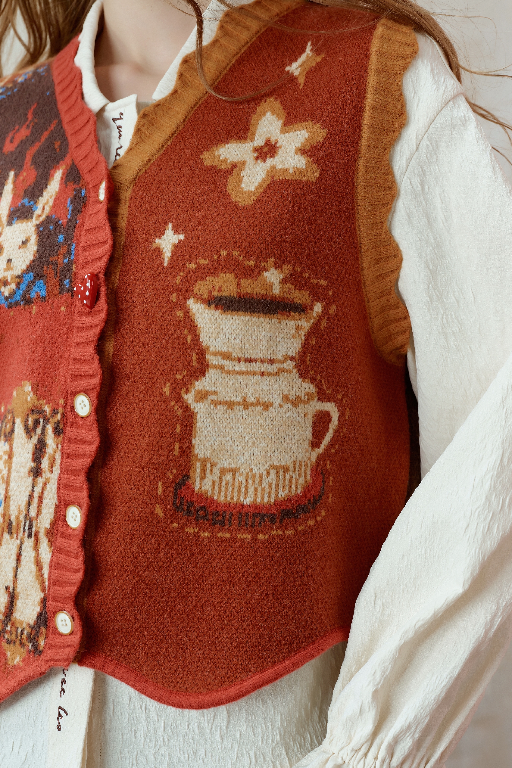 Blue knitted vest cardigan