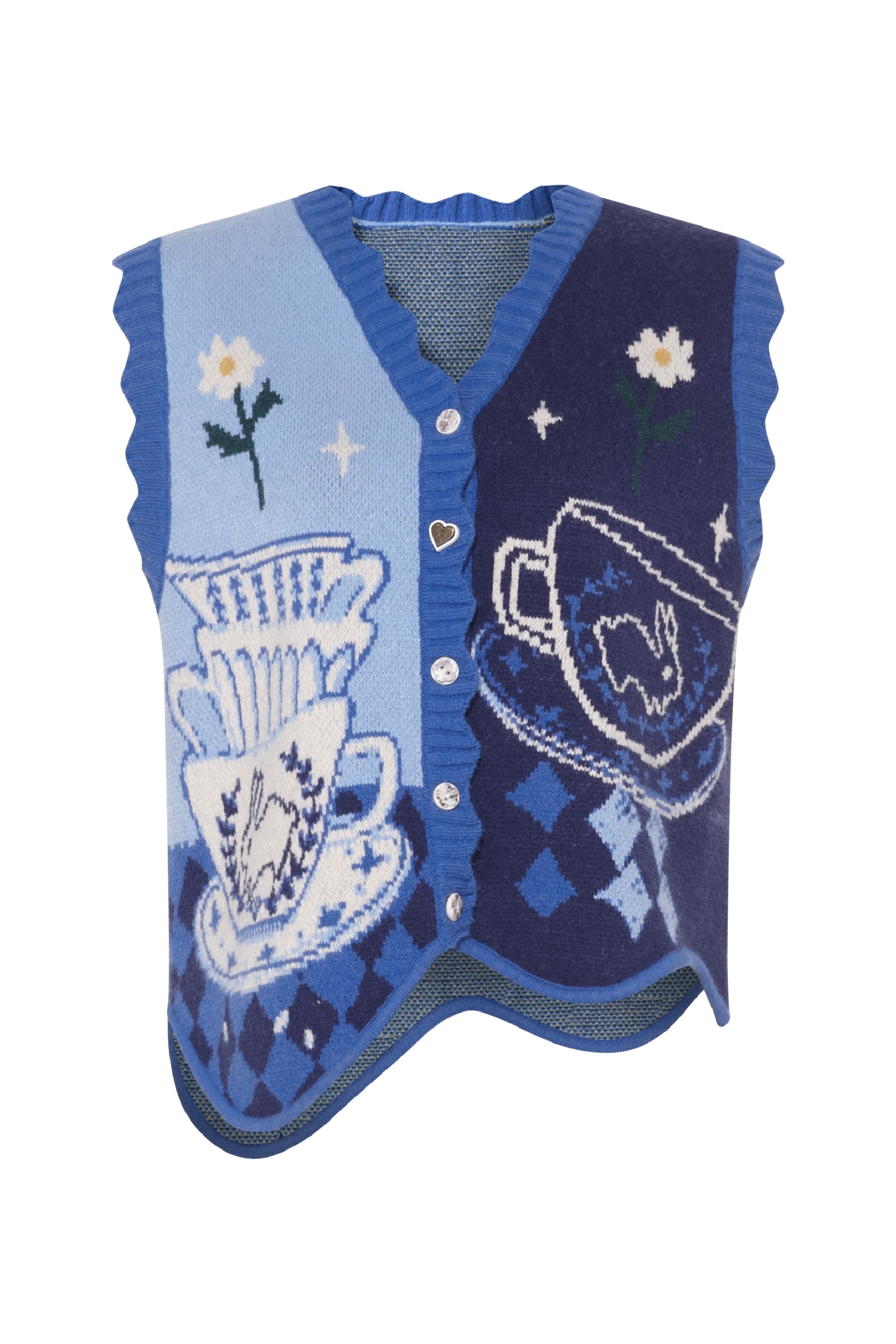 Blue knitted vest cardigan