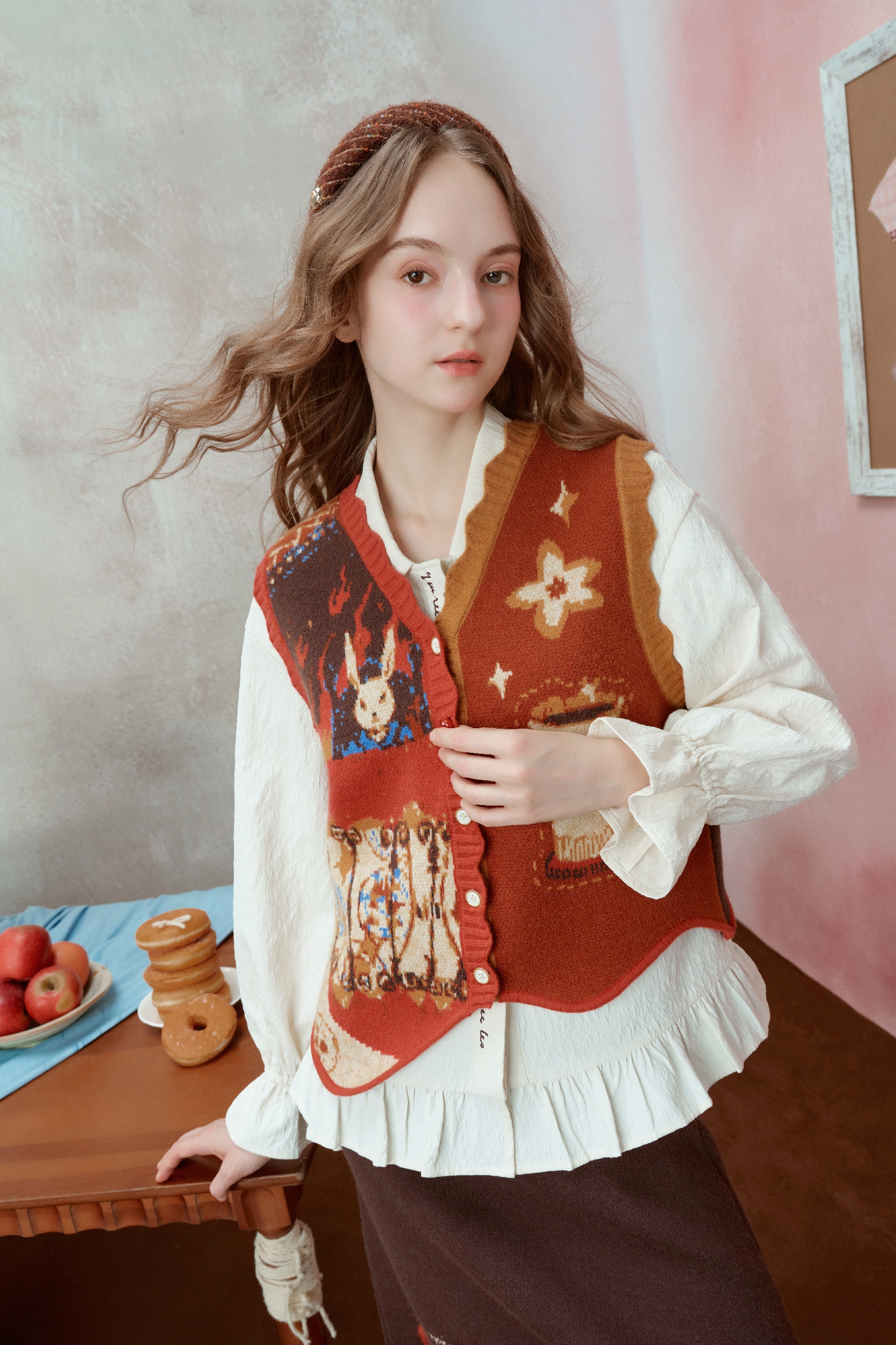 Blue knitted vest cardigan