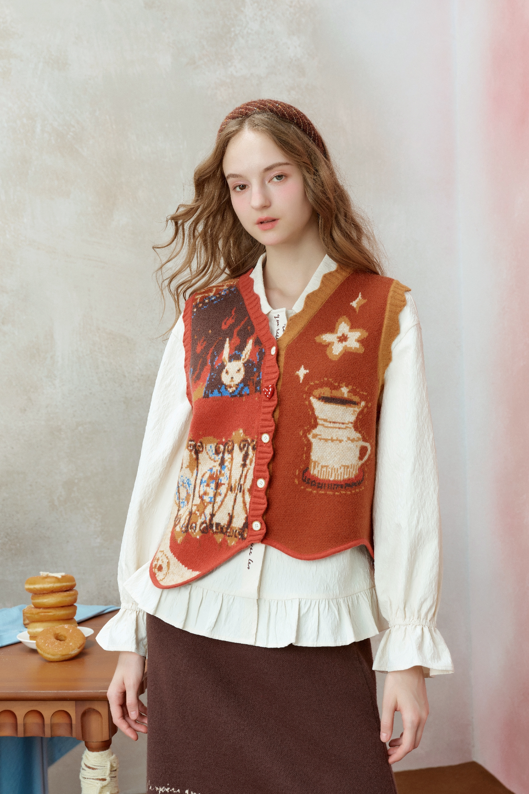 Blue knitted vest cardigan